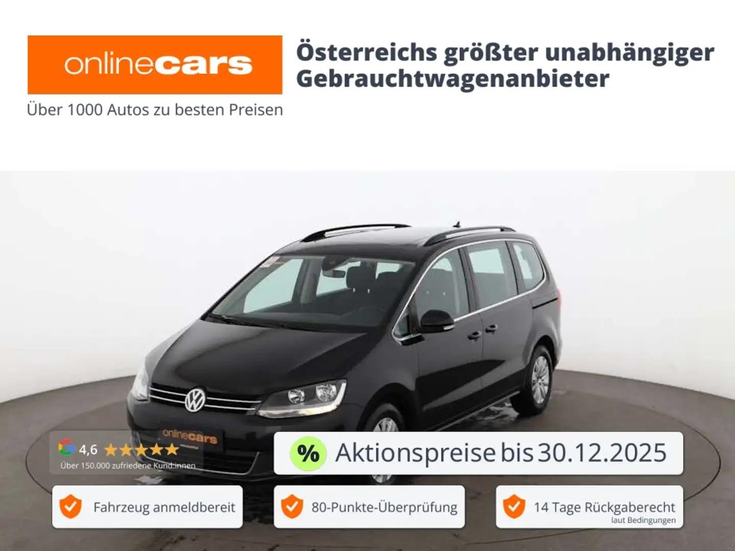 Volkswagen Sharan 2.0 TDI Comfort Aut 7-SITZER SKY RADAR NAV Schwarz - 1