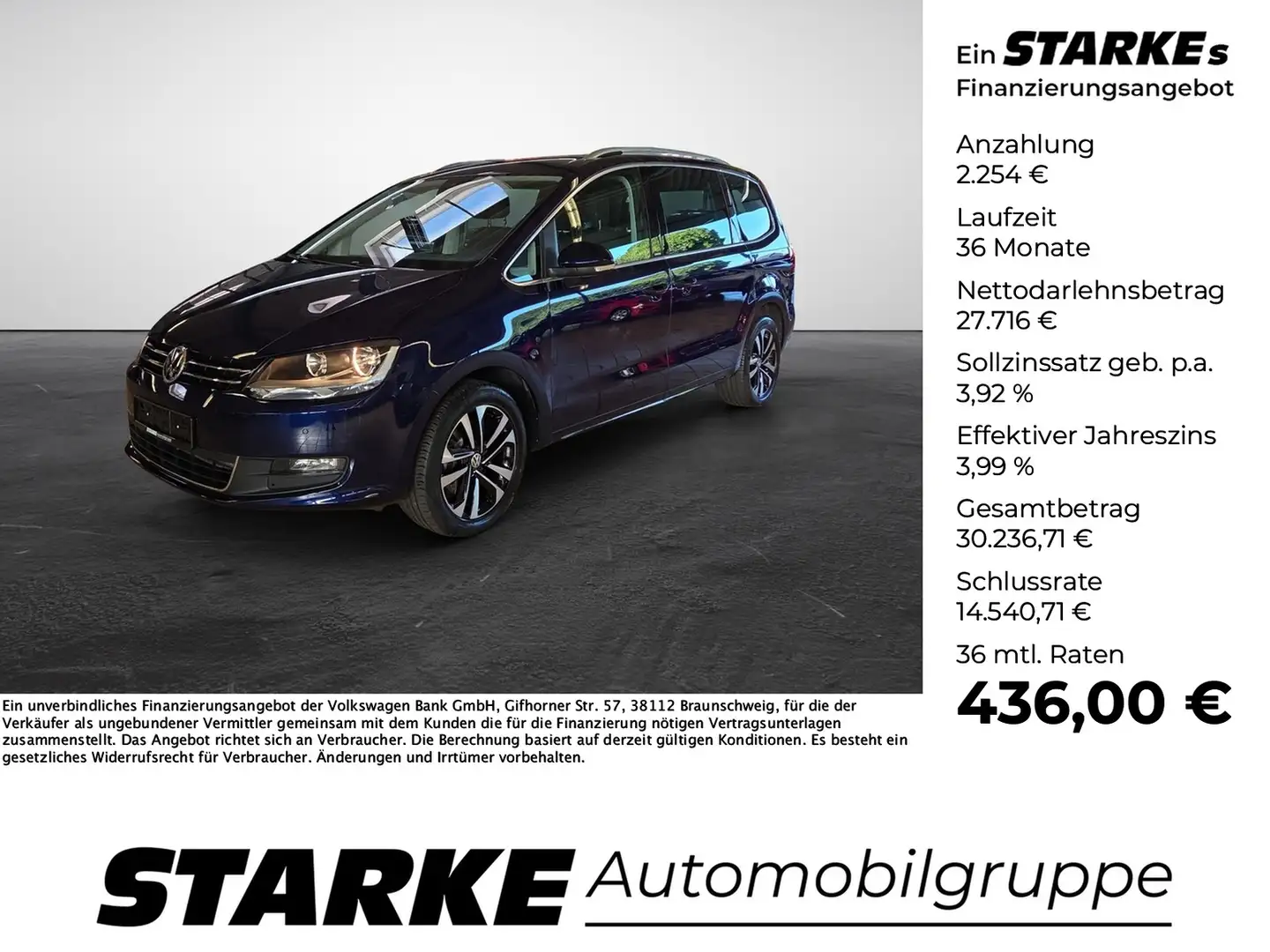Volkswagen Sharan 1.4 TSI DSG 7-Sitzer United Blau - 1