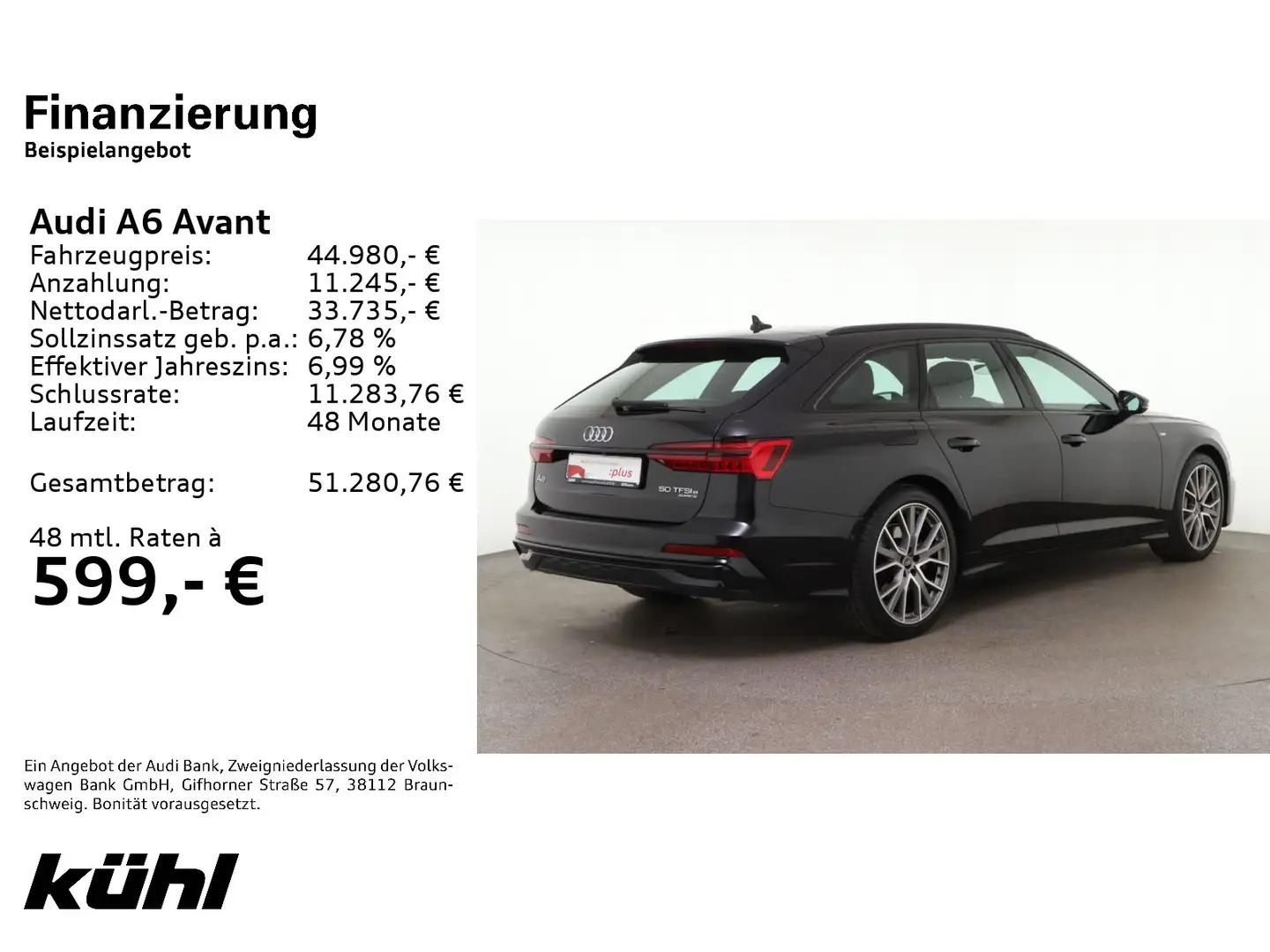 Audi A6 50 TFSI e Q S tronic S line LED/ACC/Kam Schwarz - 2