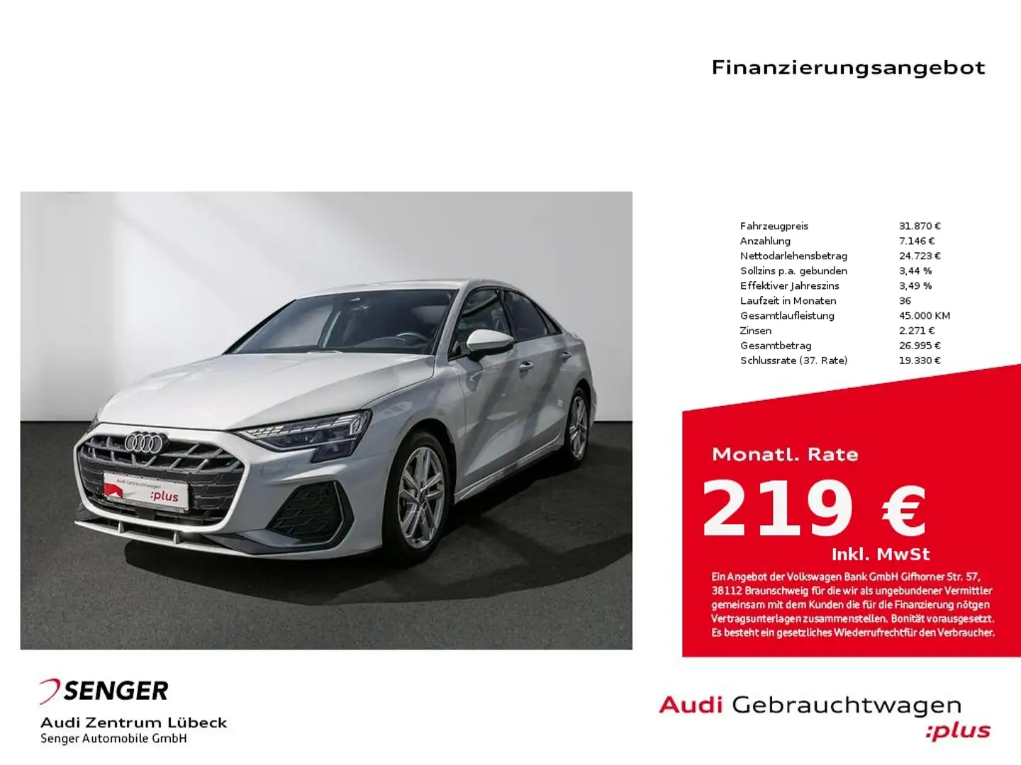 Audi A3 S line 30 TFSI Digitales Cockpit Navi DAB Blanco - 1