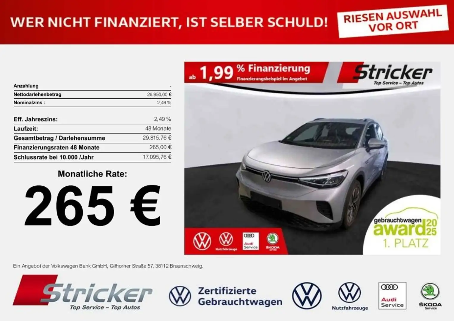 Volkswagen ID.4 Pro Performance 150/77 265,-ohne Anzahlung AHK AC Beige - 2