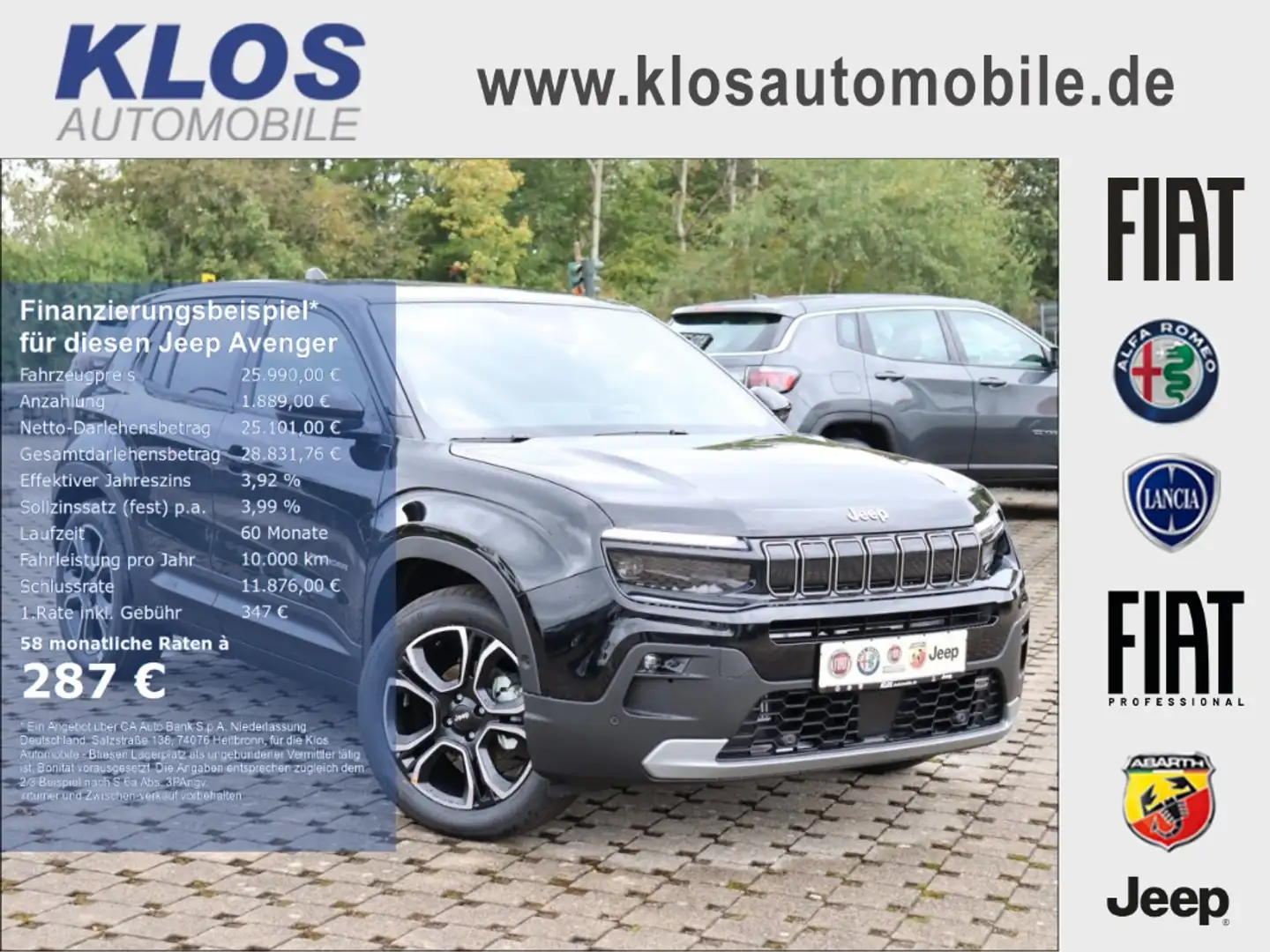 Jeep Avenger SUMMIT 1.2 T3 100 PS LED SCHIEBEDACH WINTER Schwarz - 1