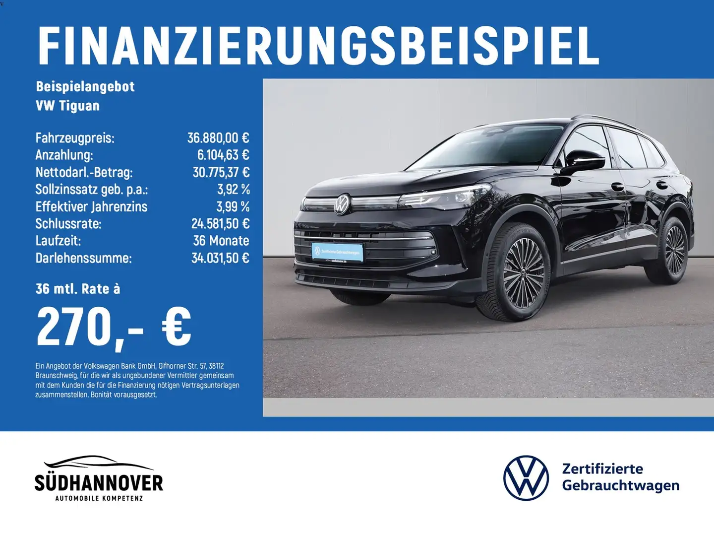 Volkswagen Tiguan Life 2.0 TDI DSG AHK+NAVI+LED+SHZ+KAMERA Schwarz - 2