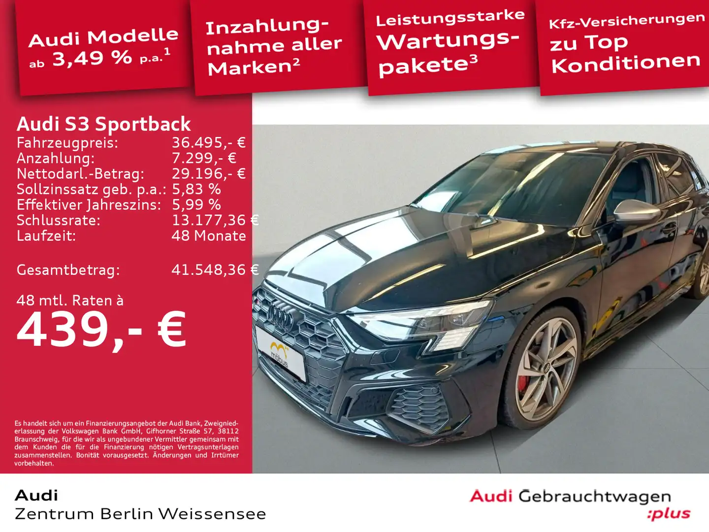 Audi S3 2.0 TFSI QUA*PANO*B&O*CARBON*HUD* Schwarz - 1