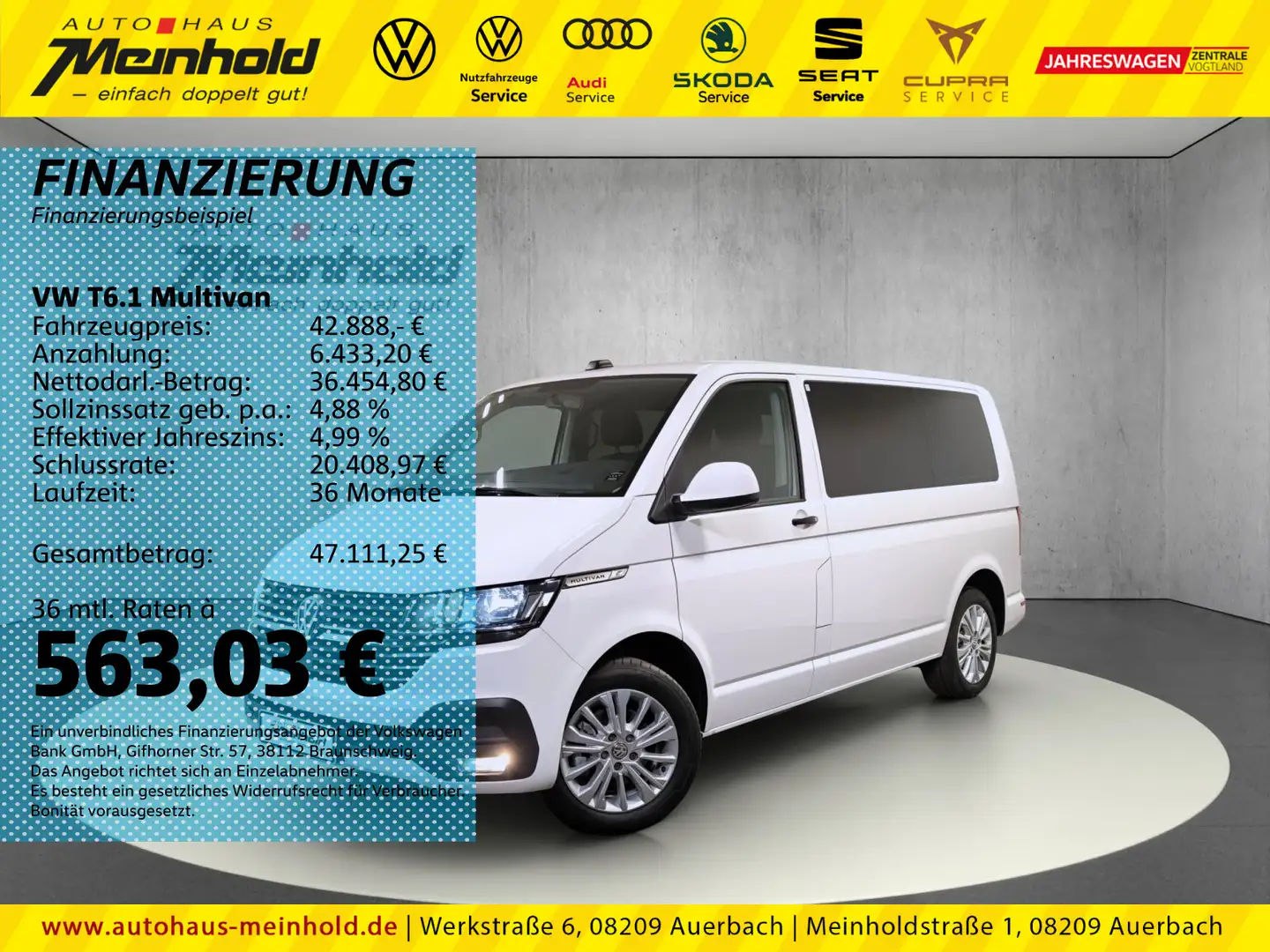 Volkswagen T6.1 Multivan 2.0 TDI DSG Trendline, Alu 17"GRA Weiß - 1