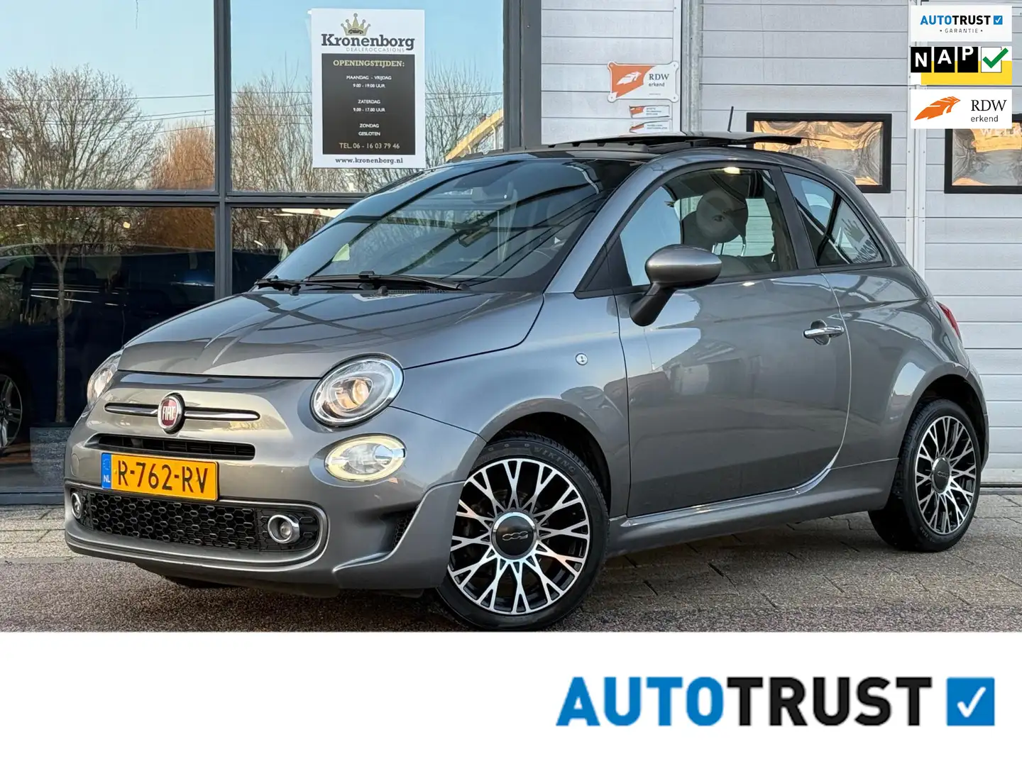 Fiat 500 1.0 Hybrid Sport, PANO, CARPLAY, NAP Grijs - 1