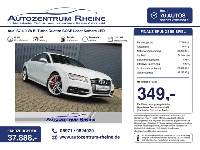 Audi S7 4.0 V8 Bi-Turbo Quattro BOSE Leder Kamera LED