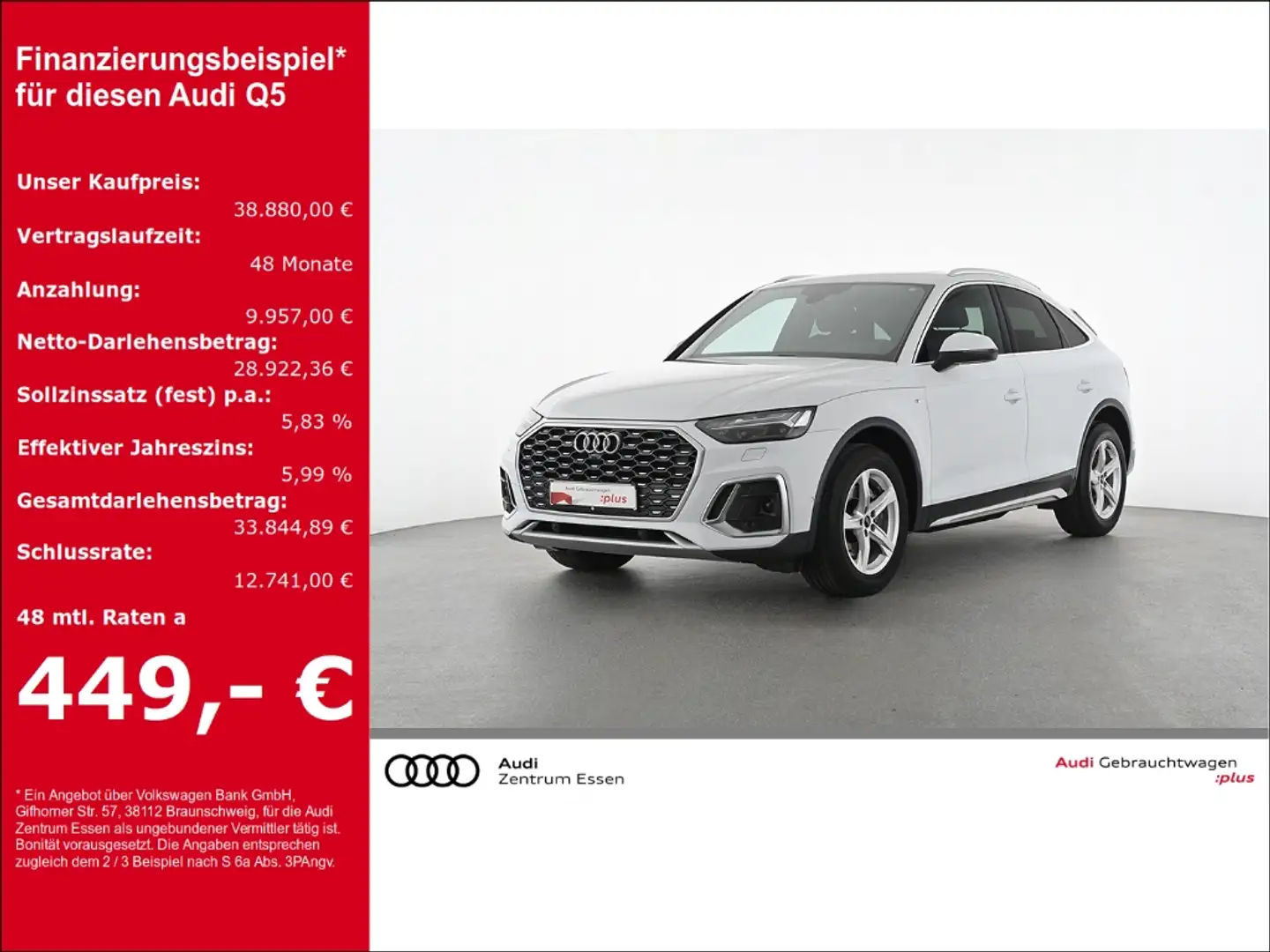 Audi Q5 Sportback 35 TDI S-LINE S-TRONIC MATRIX PANO   SHZ Weiß - 1