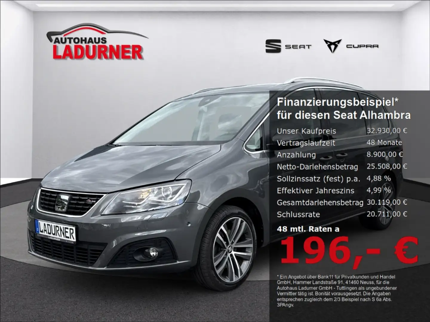 SEAT Alhambra FR-Line 1,4 TSI DSG *XENON+NAV+PANO+AHK Grau - 1