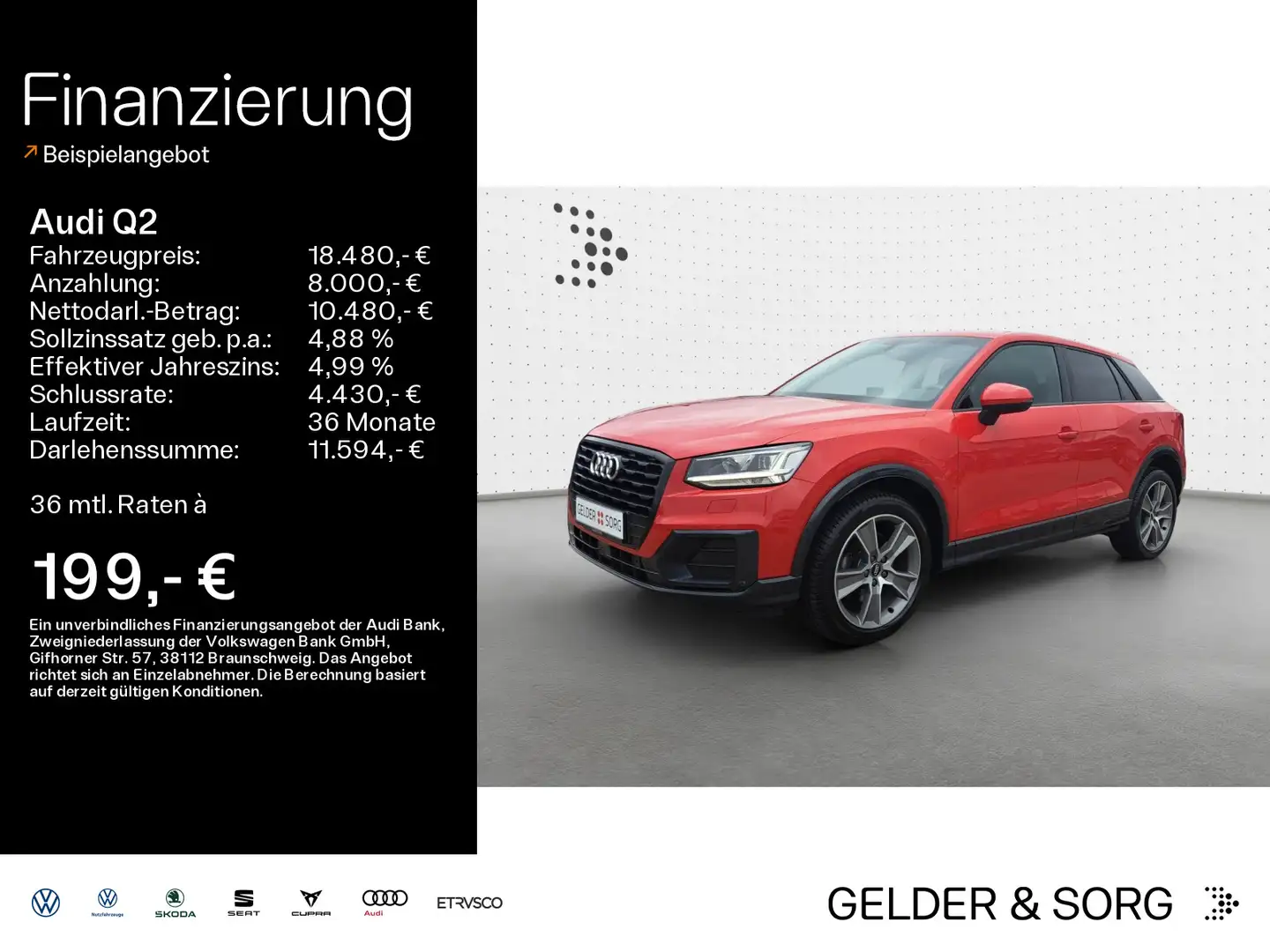 Audi Q2 design 35 TFSI GRA*LED*Bluetooth Rot - 1