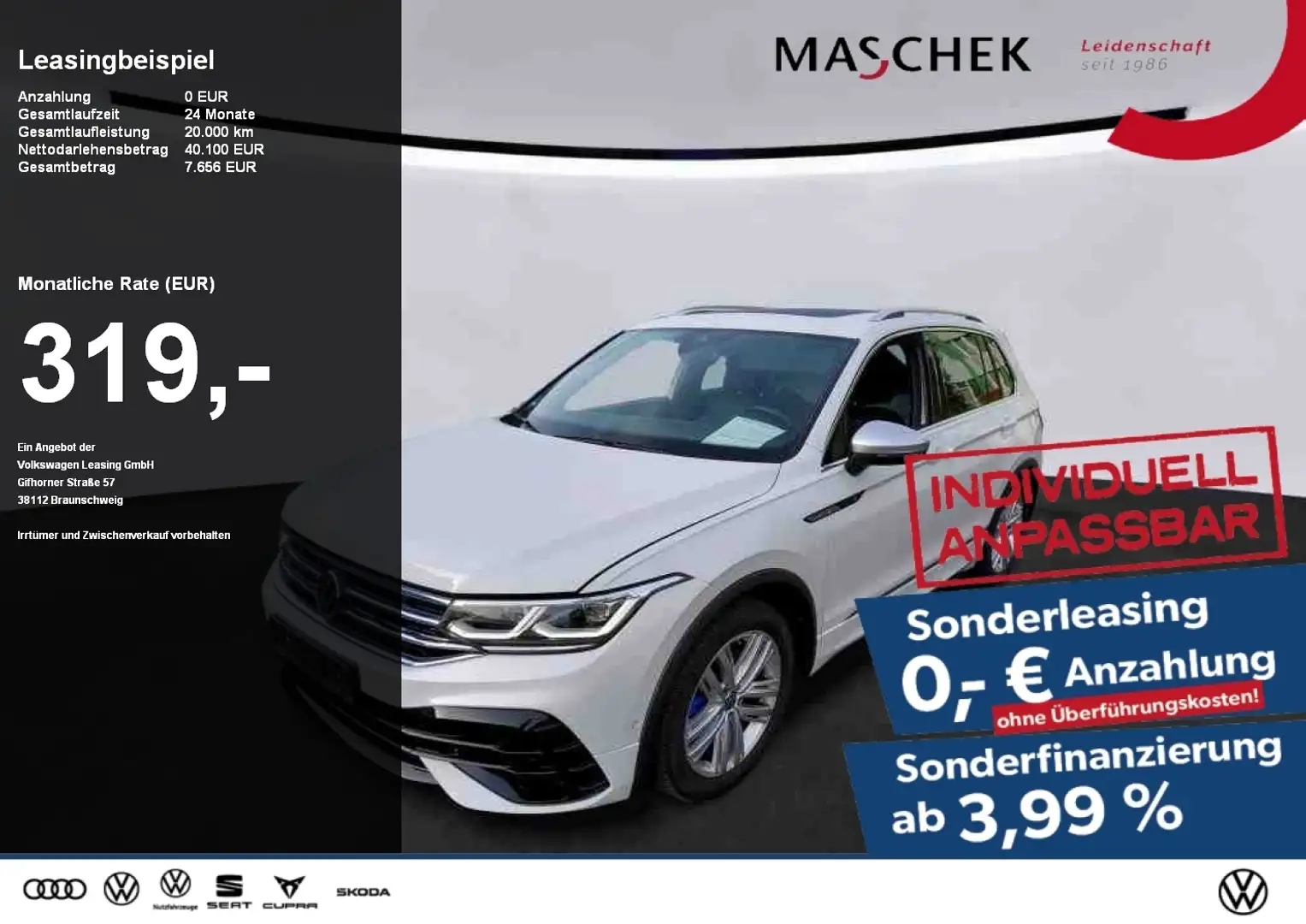Volkswagen Tiguan R *Sonderleasing* *AKRAPOVIC* Pano Leder Memory Weiß - 1