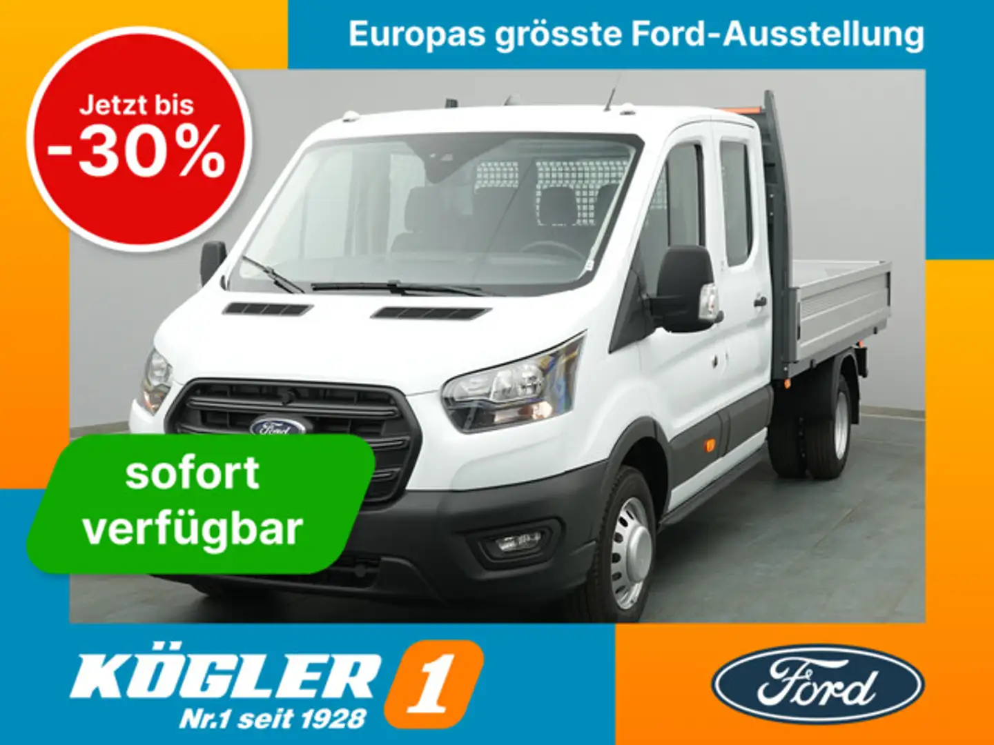 Ford Transit Pritsche Doka 350 L4 Trend HA -20%* Blanc - 1