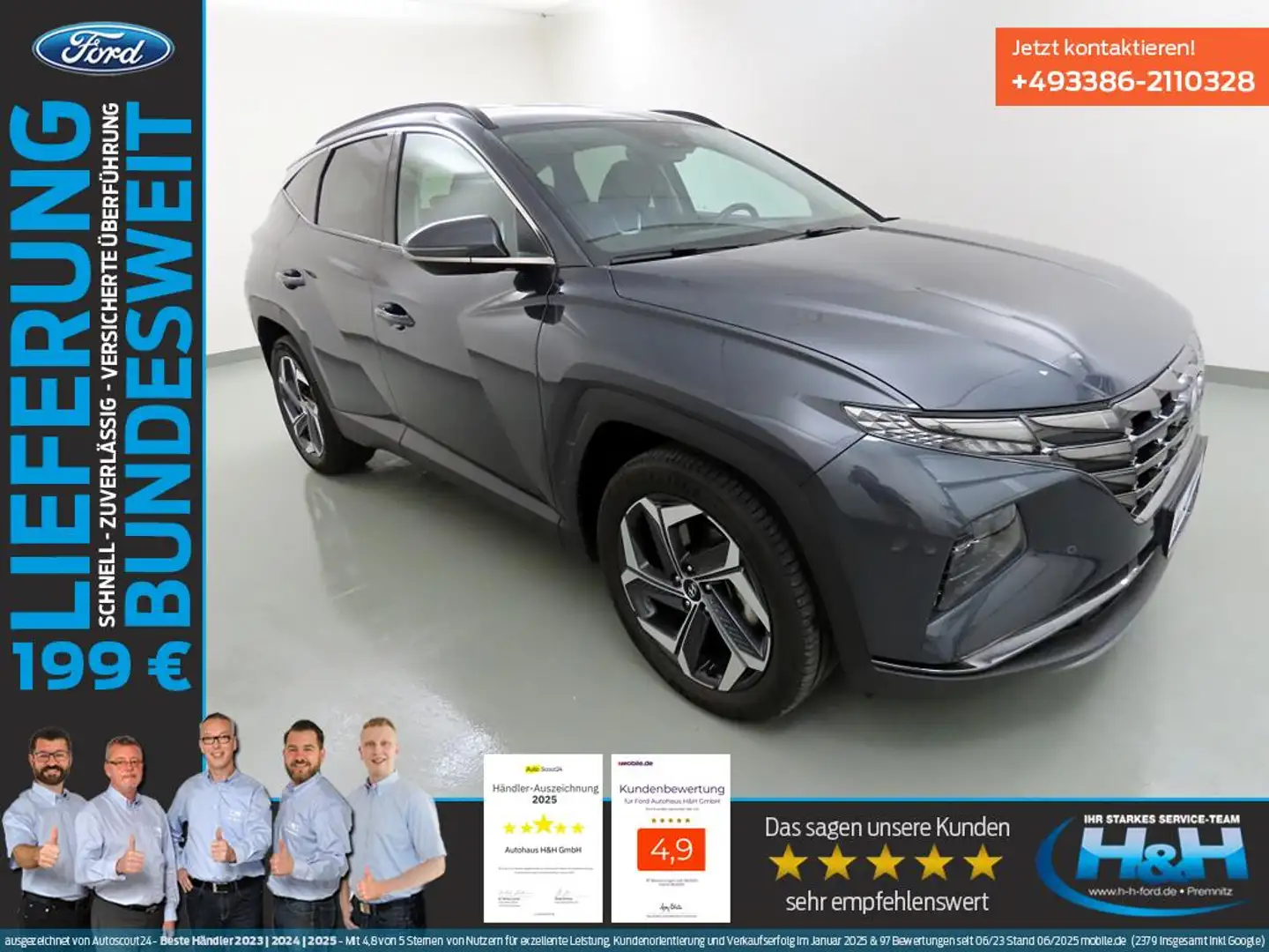 Hyundai TUCSON 1.6 T-GDI Prime Hybrid 4WD LED+ACC+Leder Grigio - 2