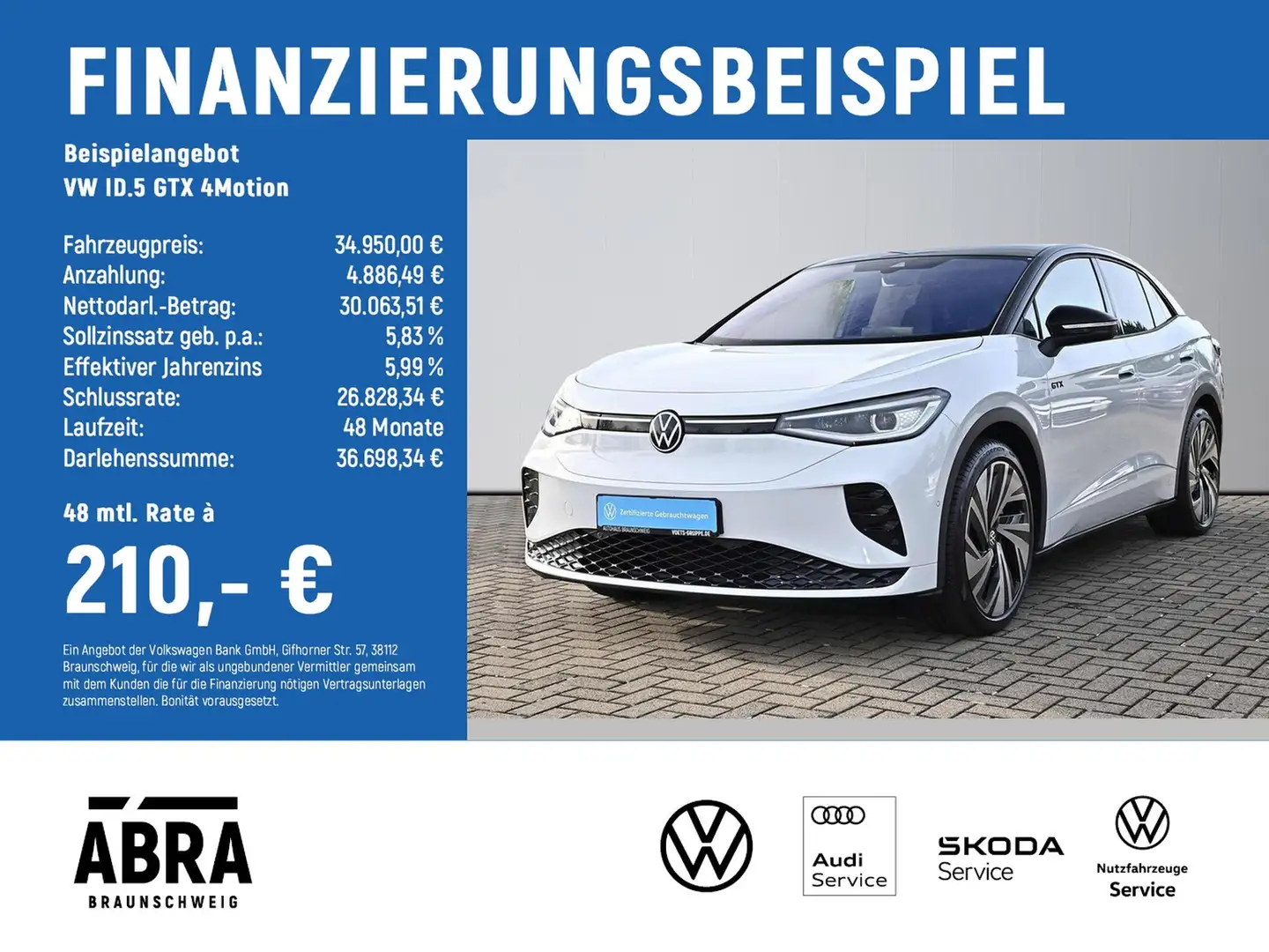 Volkswagen ID.5 GTX 4Motion IQ.LIGHT+PANO+CAM+LANE+ACC+PDC Blanc - 2