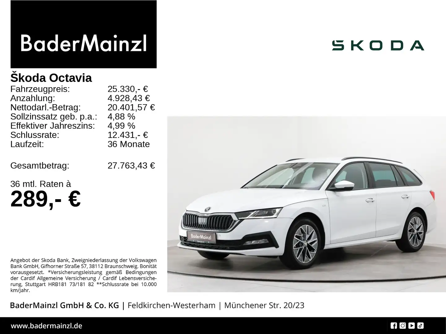Skoda Octavia Combi 1.5 eTSI DSG ACC AHK PDC Matrix Weiß - 1