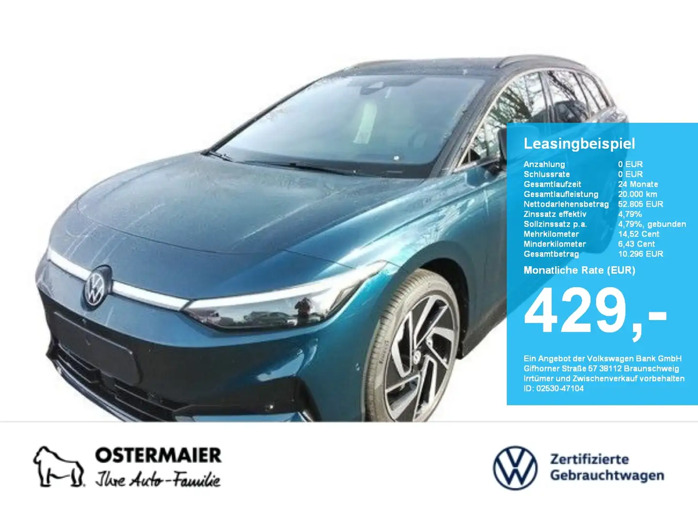 Volkswagen ID.7 Tourer PRO S BLACK STYLE 286PS NP.79T ACC.5J-G.WÄR Niebieski - 1