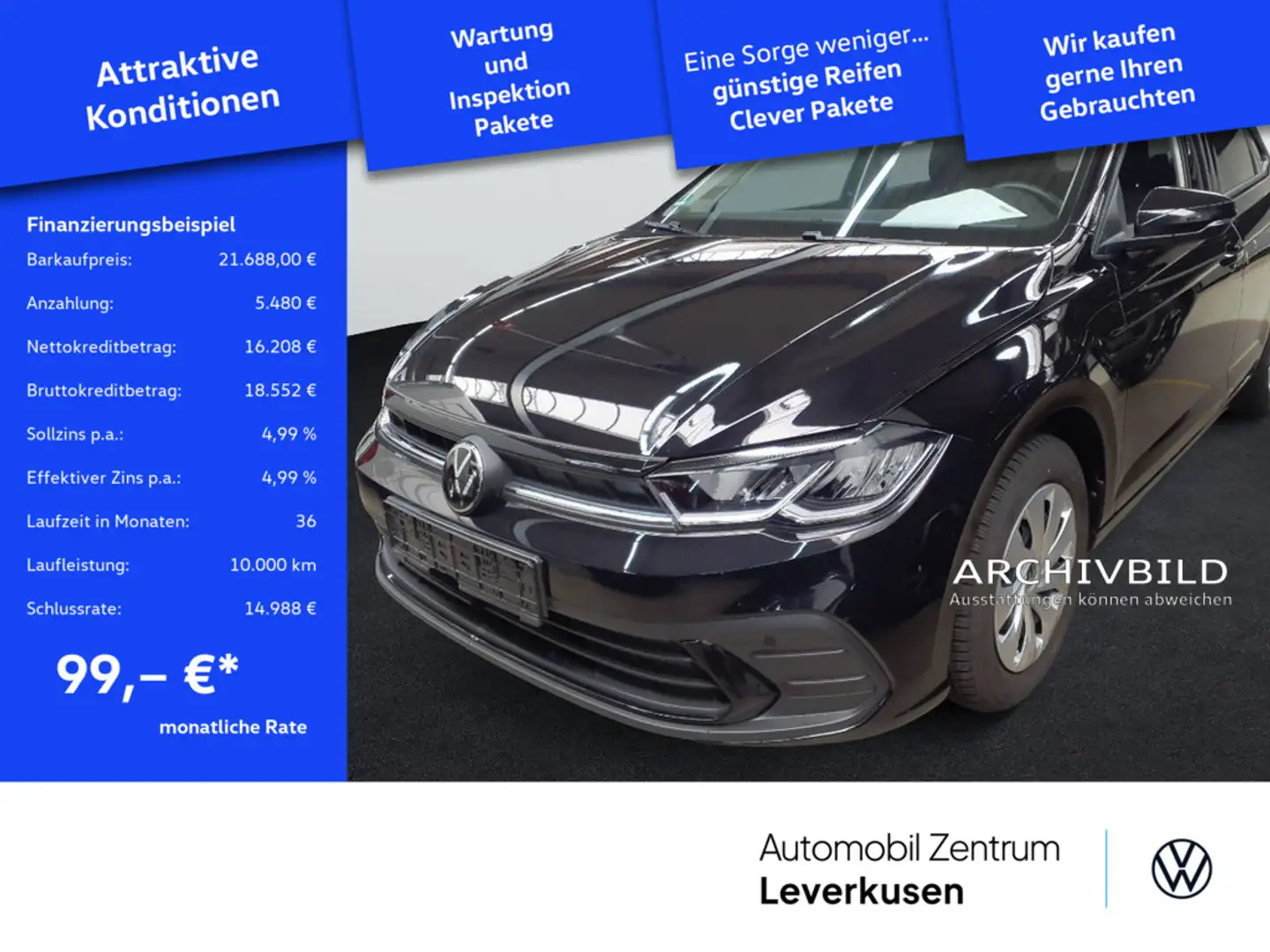 Volkswagen Polo Life NAVI VIRT ACC SHZ CARPLAY LED PDC Schwarz - 1