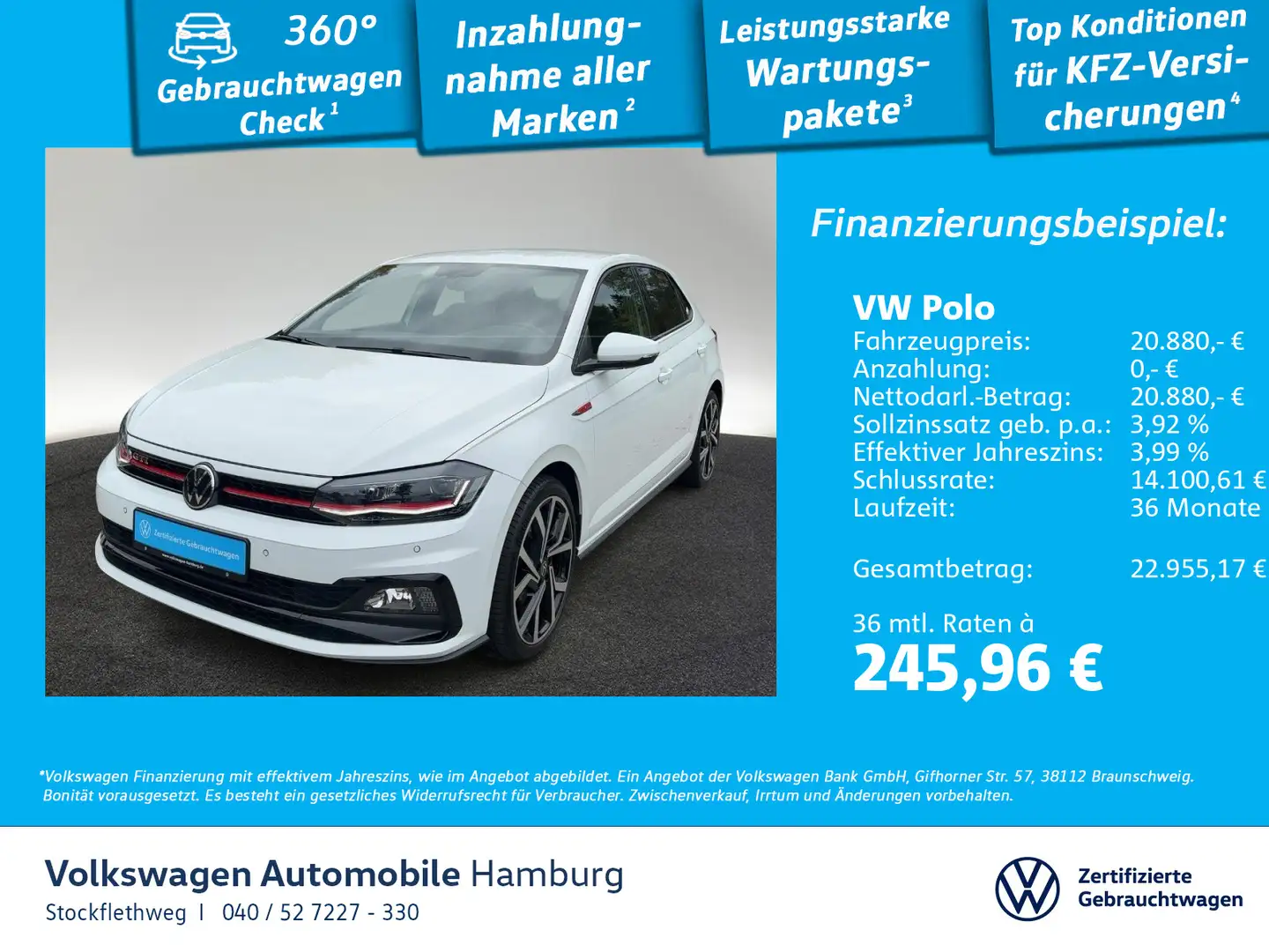 Volkswagen Polo 2.0 TSI GTI DSG LM18 Nav Kamera Keyless LED Weiß - 1