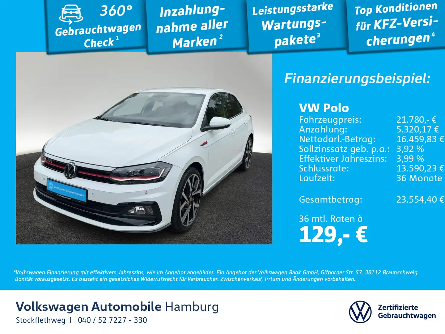 Volkswagen Polo 2.0 TSI GTI DSG LM18 Nav Kamera Keyless LED Weiß - 1