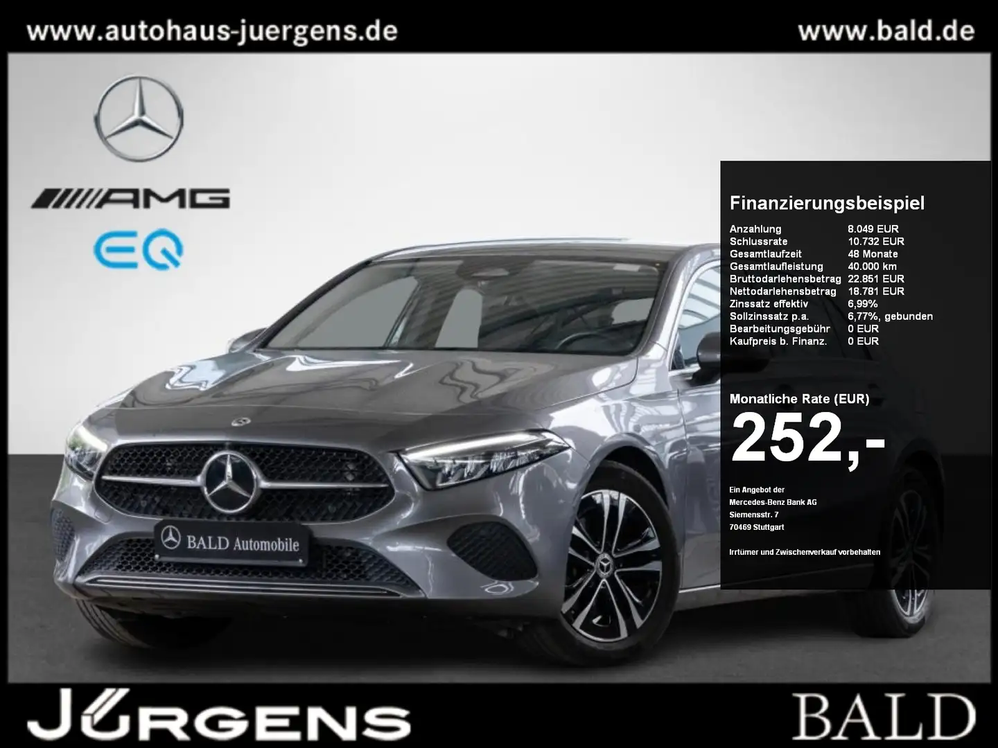 Mercedes-Benz A 200 Progressive-Advanced/LED/AHK/Cam/Temp/17" Grigio - 1