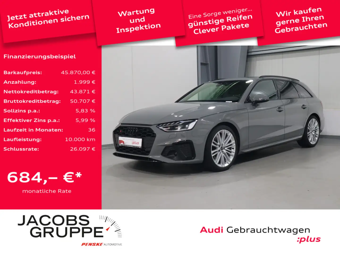 Audi S4 Avant 3.0 TDI quattro Pano*Matrix*PDC * Gris - 1