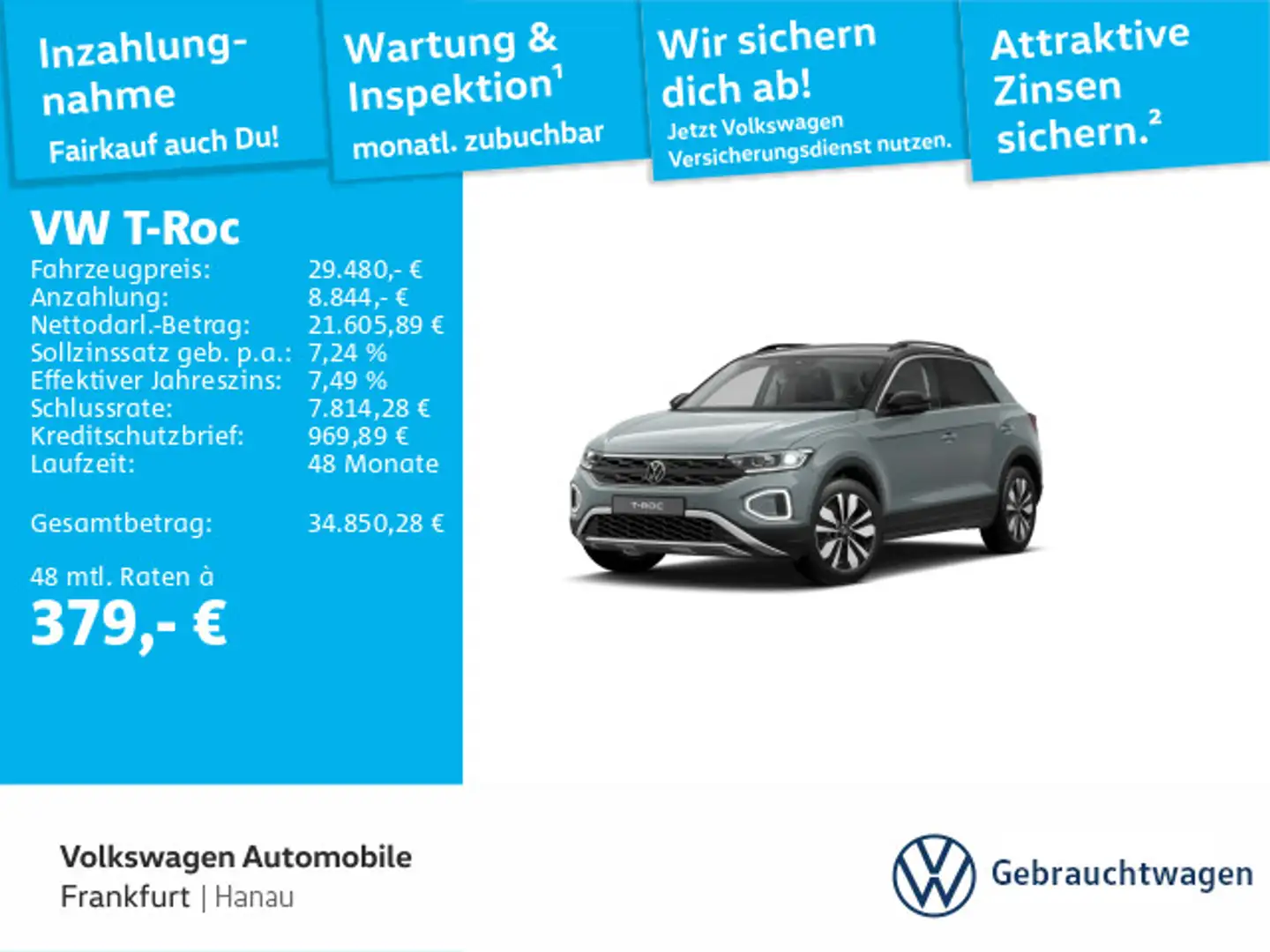 Volkswagen T-Roc 2.0 TDI DSG Goal DAB+ LEDPlus Navi FrontAs Blau - 1