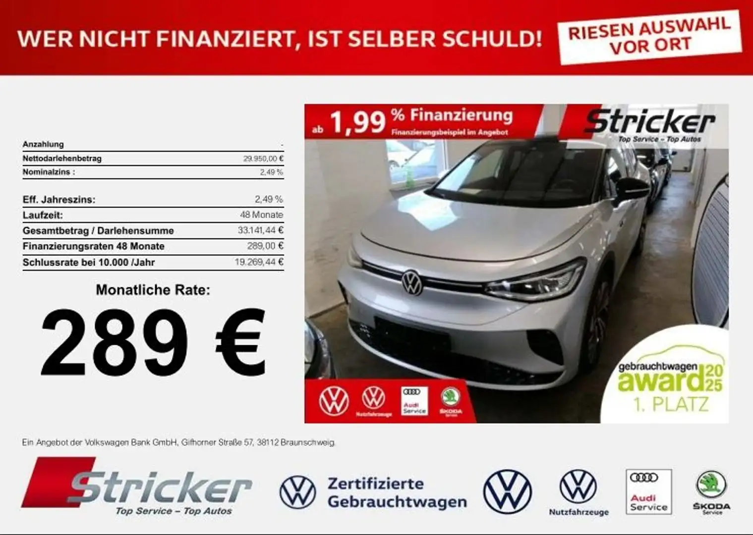 Volkswagen ID.4 GTX 220/77 289,-ohne Anzahlung Navi ACC Kamera Silber - 2