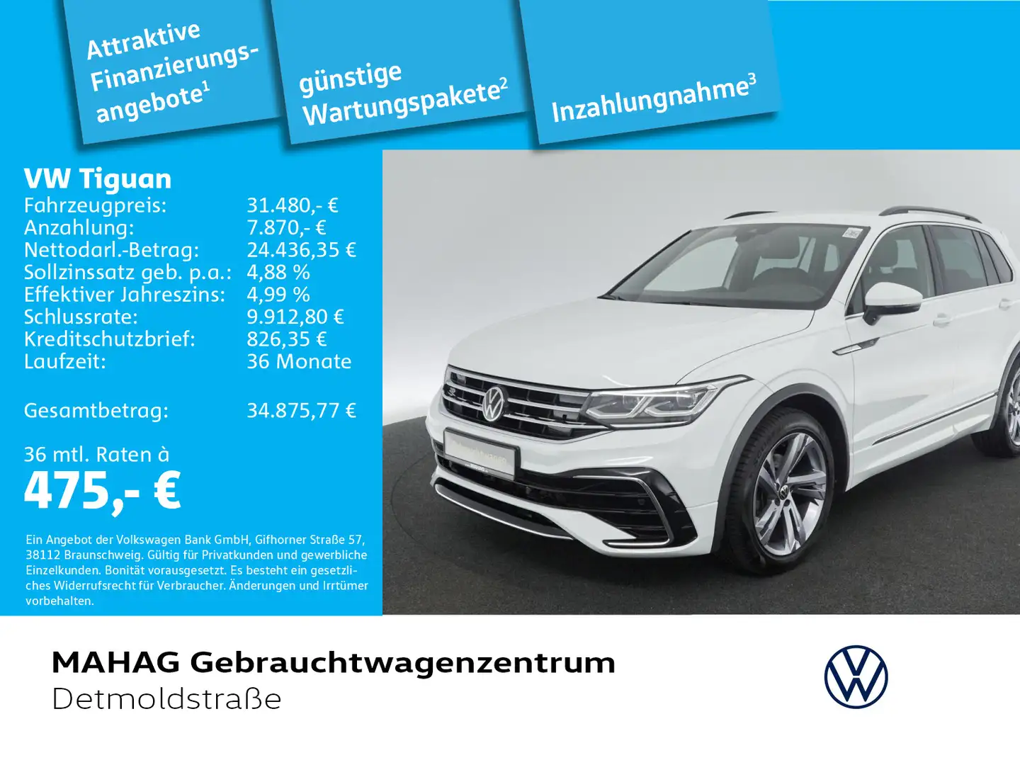 Volkswagen Tiguan 1.5 TSI R-Line AppConnect MatrixLED Alu19 Blanc - 1