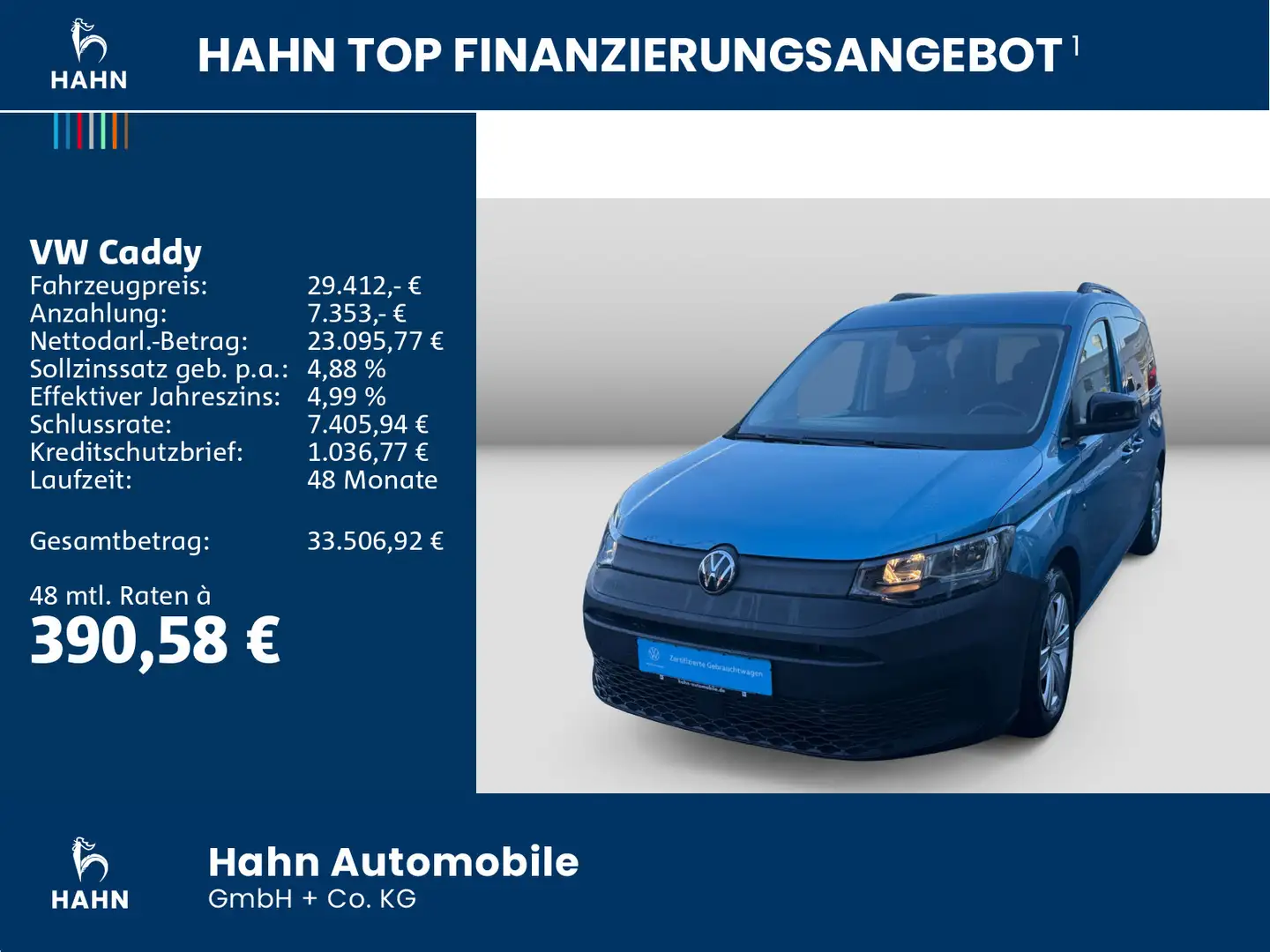 Volkswagen Caddy 5 1,5TSI 85kW DSG PDC KLIMA Blauw - 2