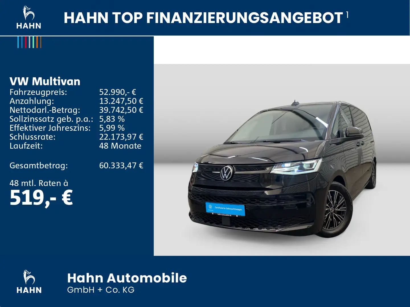 Volkswagen T7 Multivan Multivan 2.0 TDI DSG AHK Navi 6-Sitzer ACC LED Noir - 2