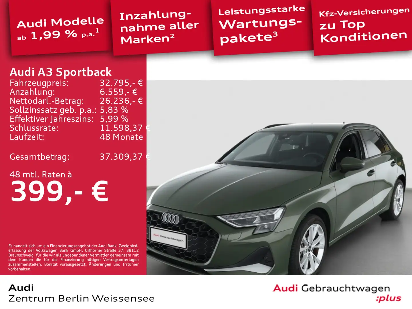 Audi A3 30 TFSI S-TRO*ADVANCED*LED*NAV*GRA* Grün - 1