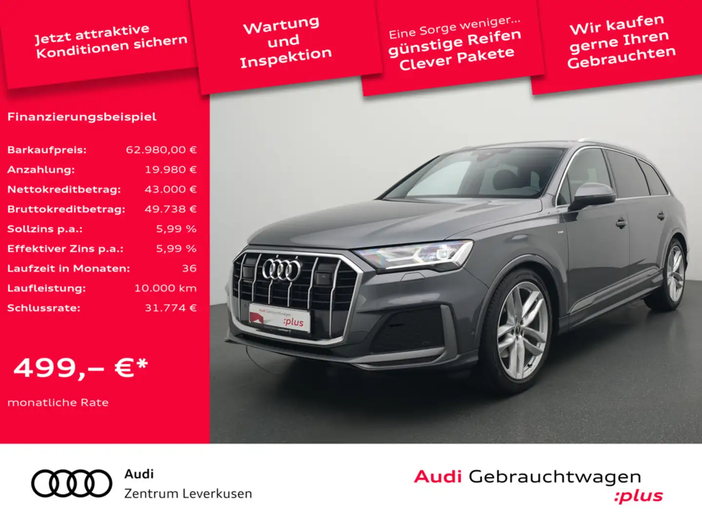 Audi Q7 S line ACC B&O VIRT AHK NAVI PANO LUFT KAM Schwarz - 1