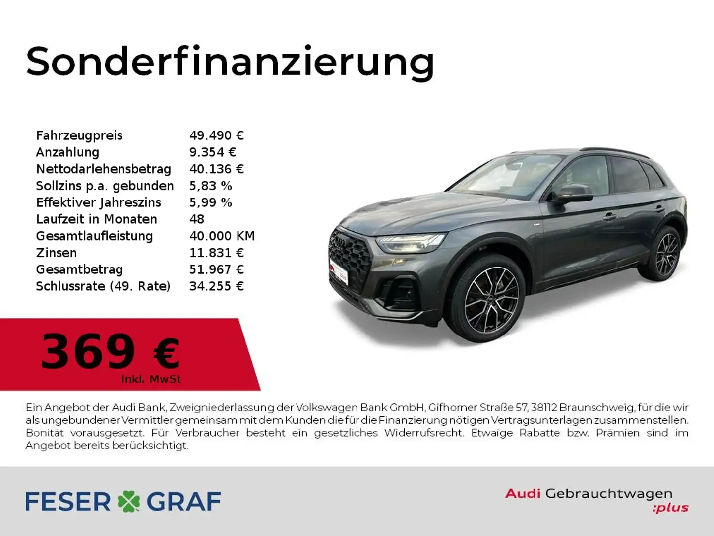 Audi Q5 S line 40 TDI quattro Matrix-LED/Navi/360°CAM Grau - 1