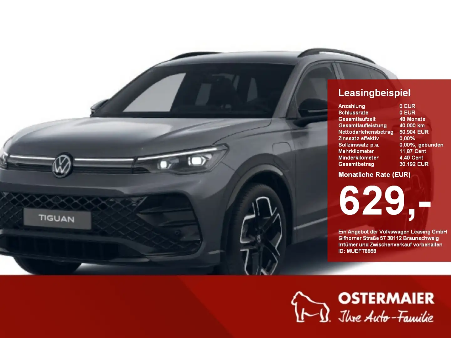 Volkswagen Tiguan R-Line 1.5TSI eHybrid 272PS DSG IQ.LIGHT,AHK,NAVI, Grau - 1