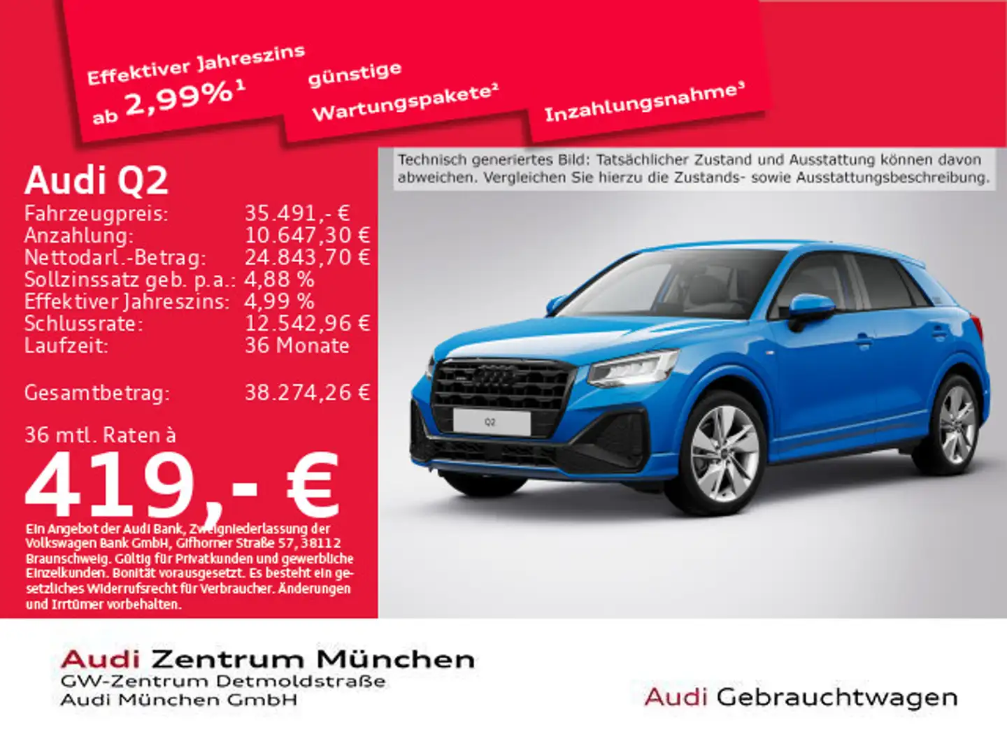 Audi Q2 40 TFSI qu. S tronic S line Virtual/Navi+ Blau - 1