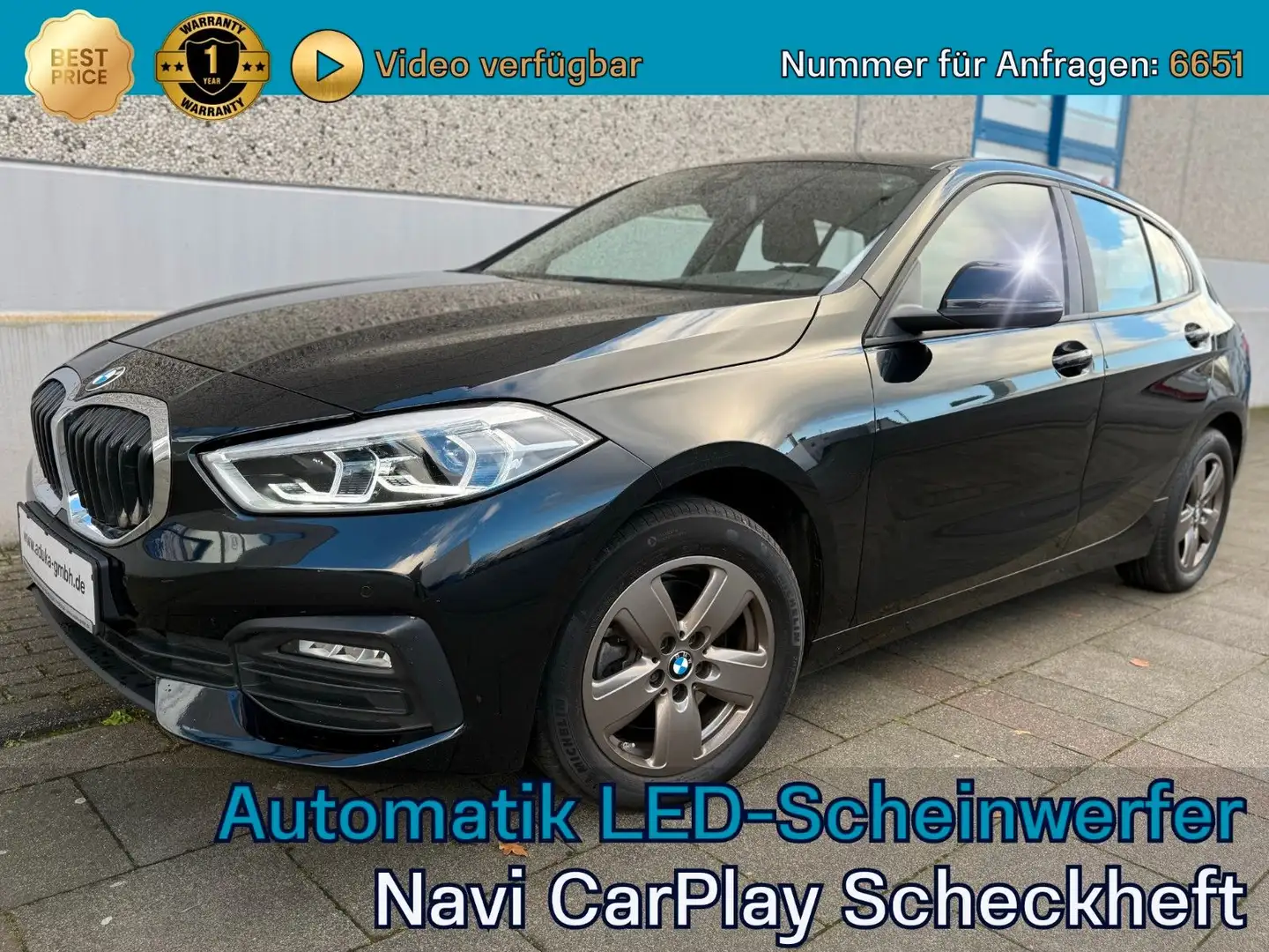 BMW 116 d Advantage Automatik LED CarPlay Navi PDC Alufelg Noir - 1