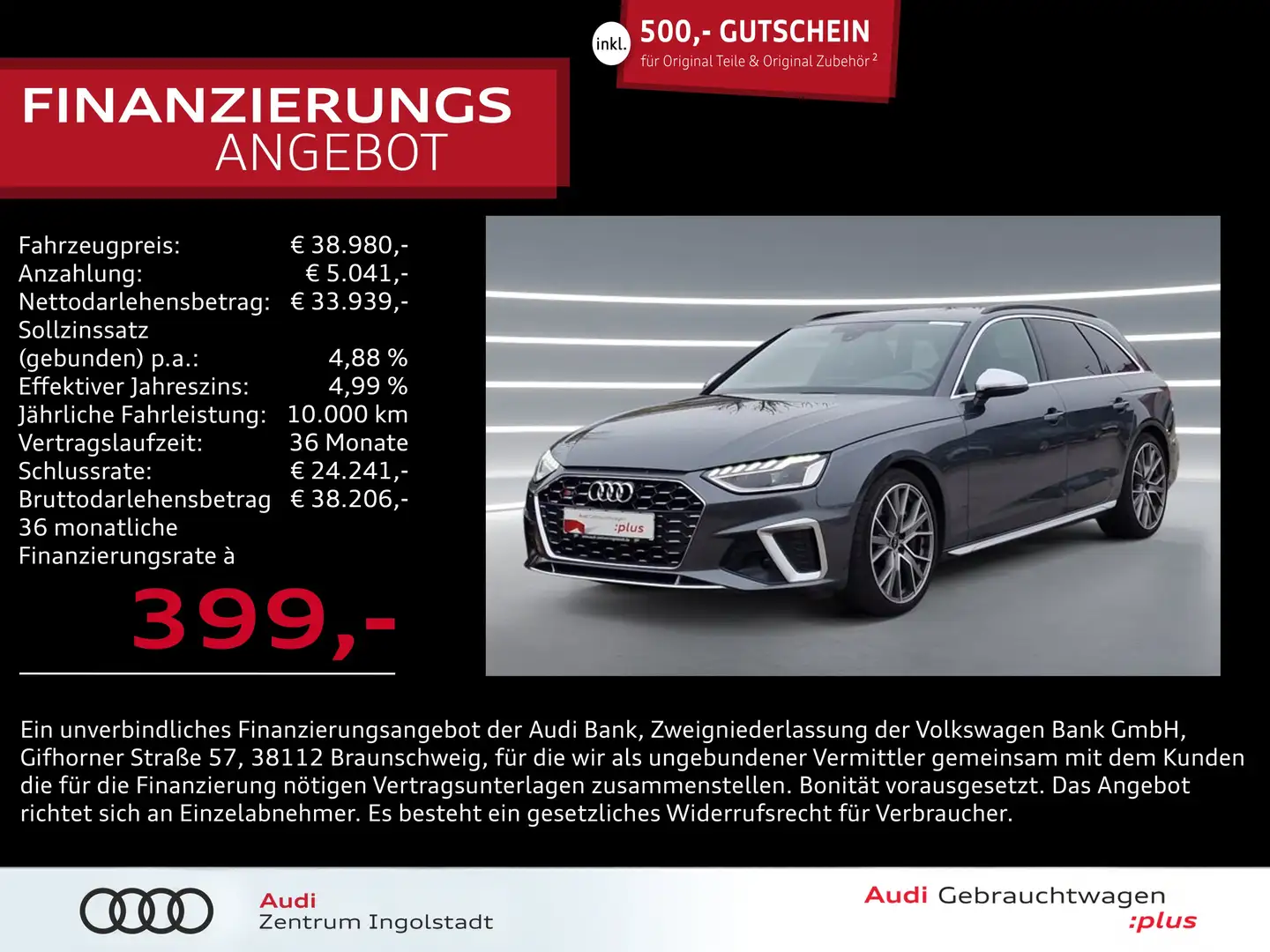 Audi S4 Avant TDI qu S-Sitze AHK ACC LED NAVI KAM 19" Gris - 1