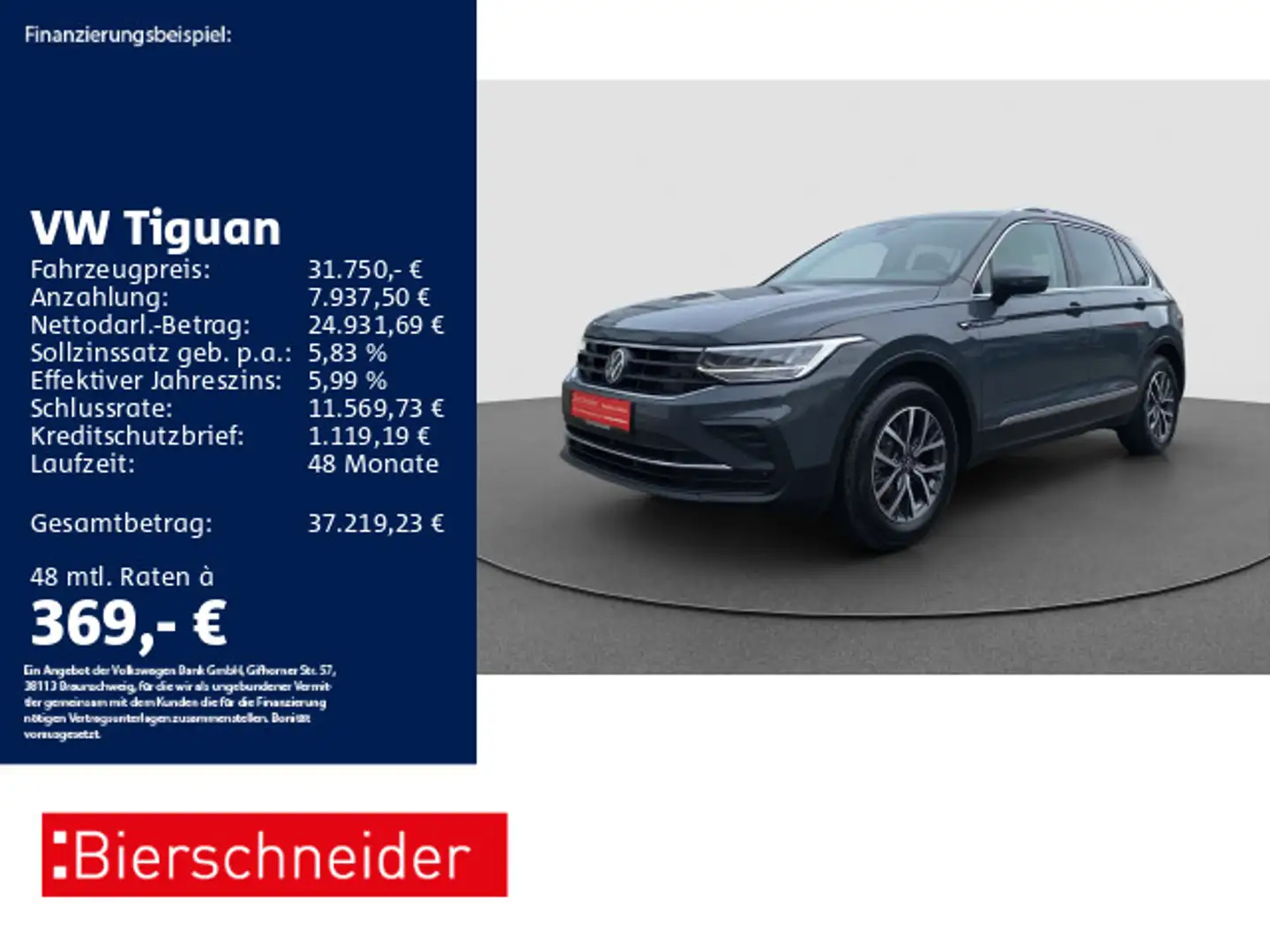 Volkswagen Tiguan 1.5 TSI DSG Life AHK PANO ergoActive Grau - 1