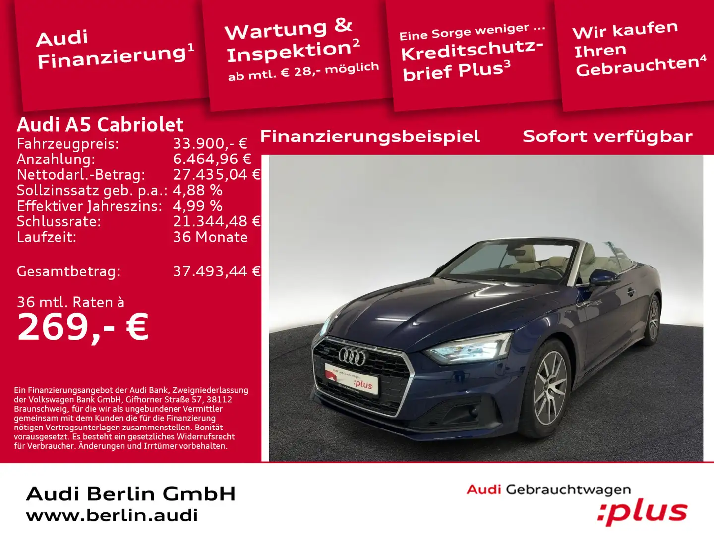 Audi A5 45 TFSI qu. S tr. LED RFK NAVI ACC Blau - 1