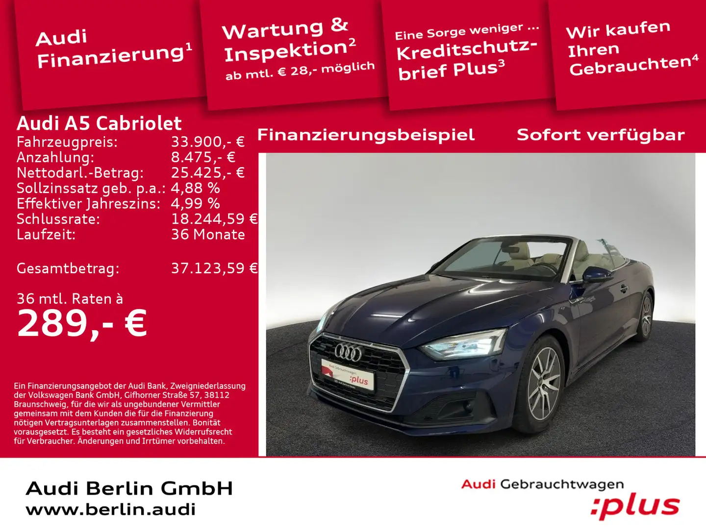 Audi A5 45 TFSI qu. S tr. LED RFK NAVI ACC Blau - 1