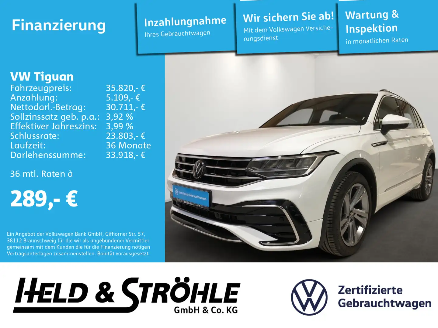Volkswagen Tiguan R-Line 1.5 TSI DSG LED STANDHZG KAM 19" Weiß - 1
