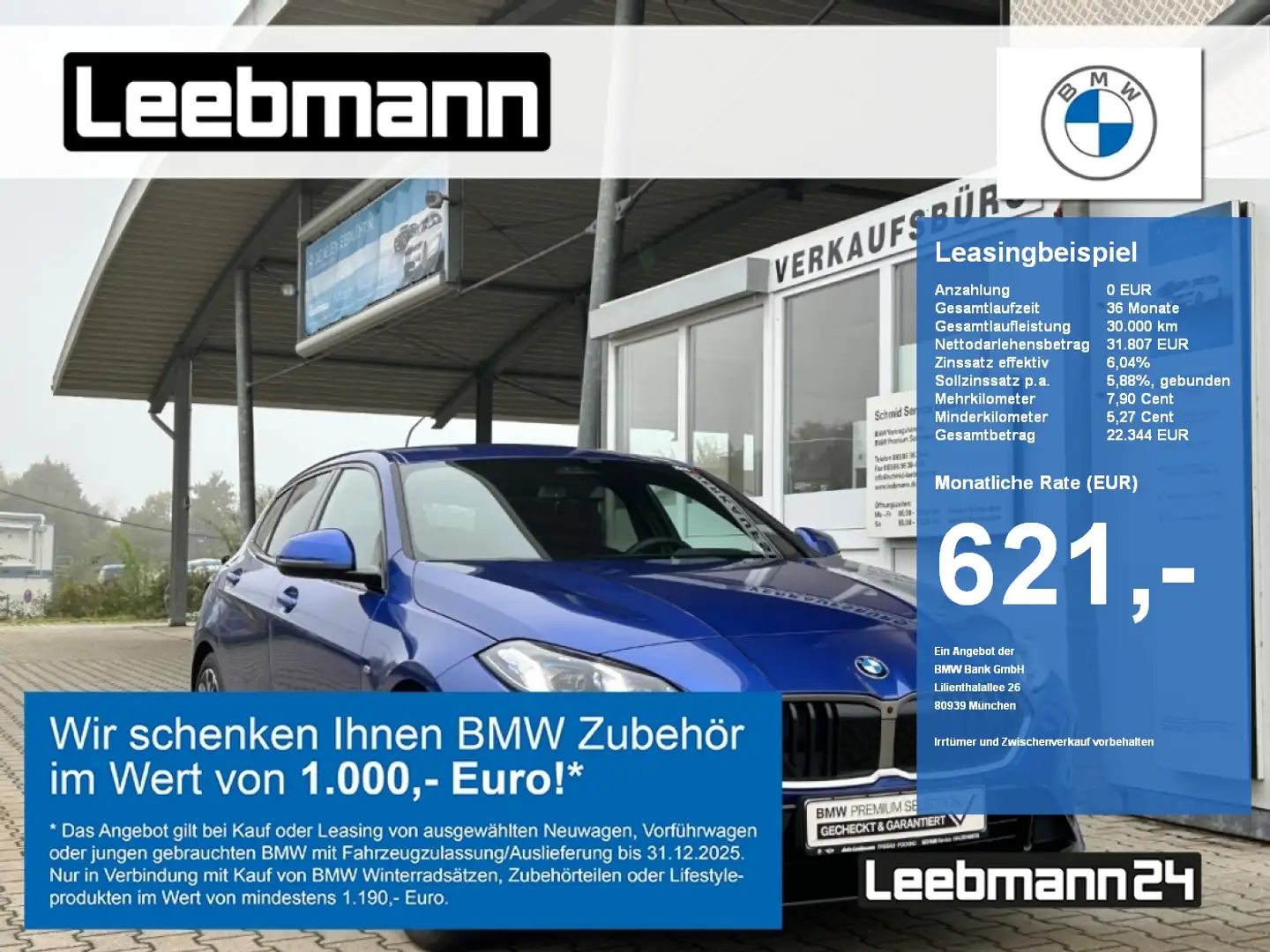 BMW 120 d M-Sport HK/HUD/elSitze GARANTIE bis 11/2029 Bleu - 1