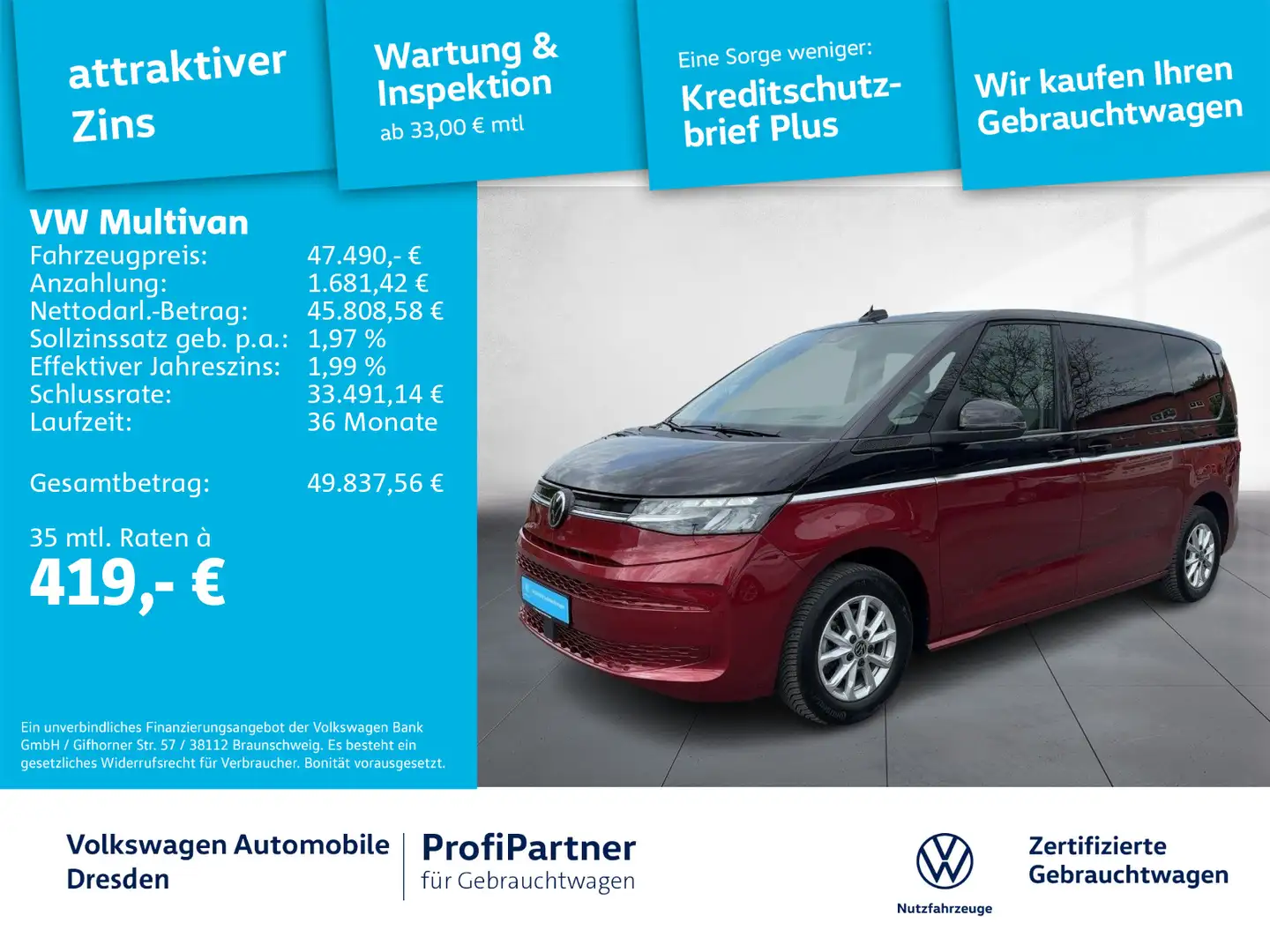 Volkswagen T7 Multivan T7 Multivan Life LED NAV AHZV HEAD-UP LEDER Noir - 1
