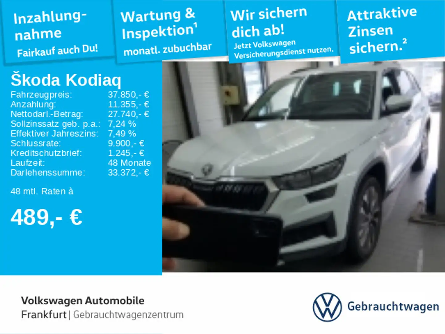 Skoda Kodiaq 2.0 TDI Tour DSG Navi Rückfahrkamera Lane Weiß - 1