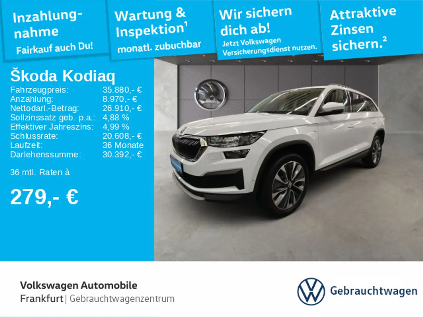 Skoda Kodiaq 2.0 TDI Tour DSG Navi Rückfahrkamera Lane Blanc - 1