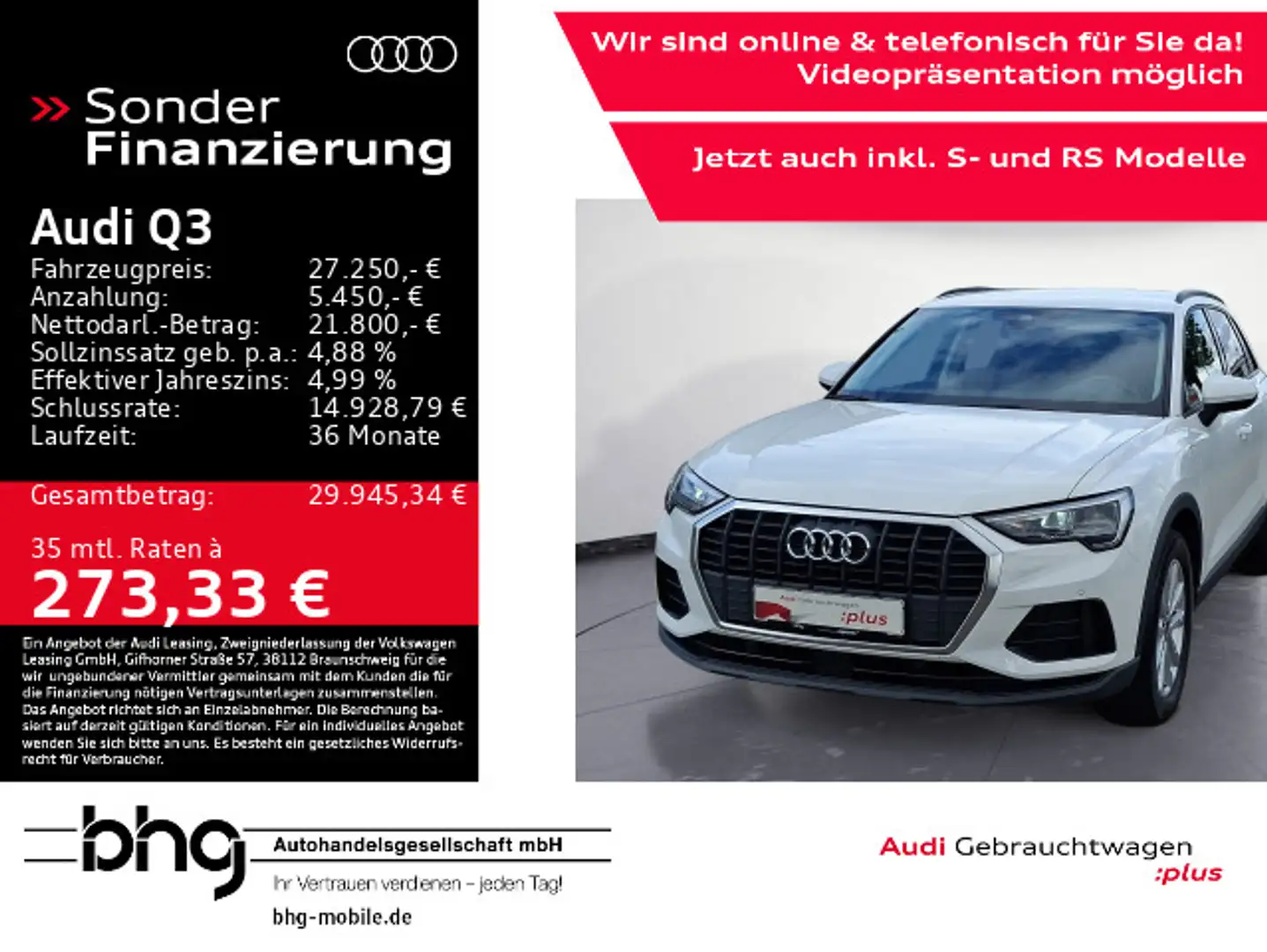 Audi Q3 45 TFSIe S tronic e-tron AHK adapt.ACC Navi c Weiß - 1