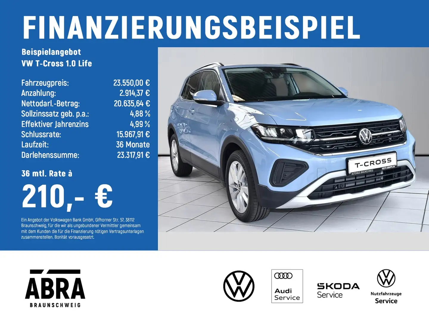 Volkswagen T-Cross 1.0 Life IQ.DRIVE+ACC+LED+SIHZG Bleu - 2