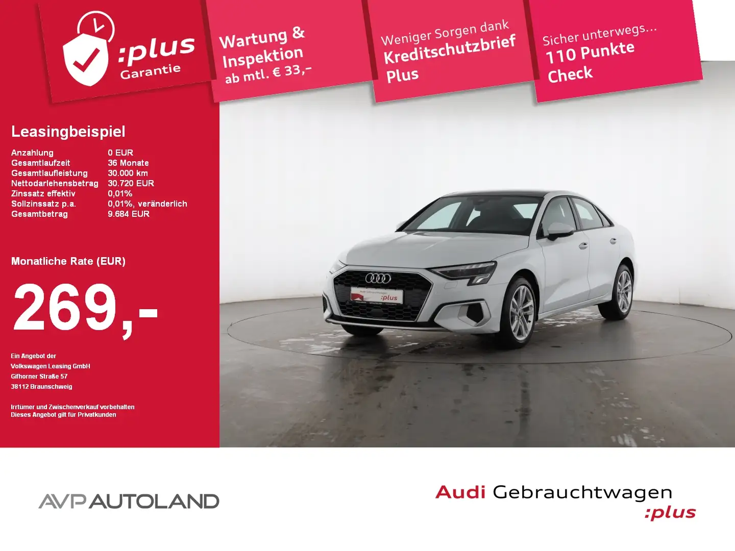 Audi A3 Limousine 30 TFSI S tronic advanced | PANO | Blanc - 1