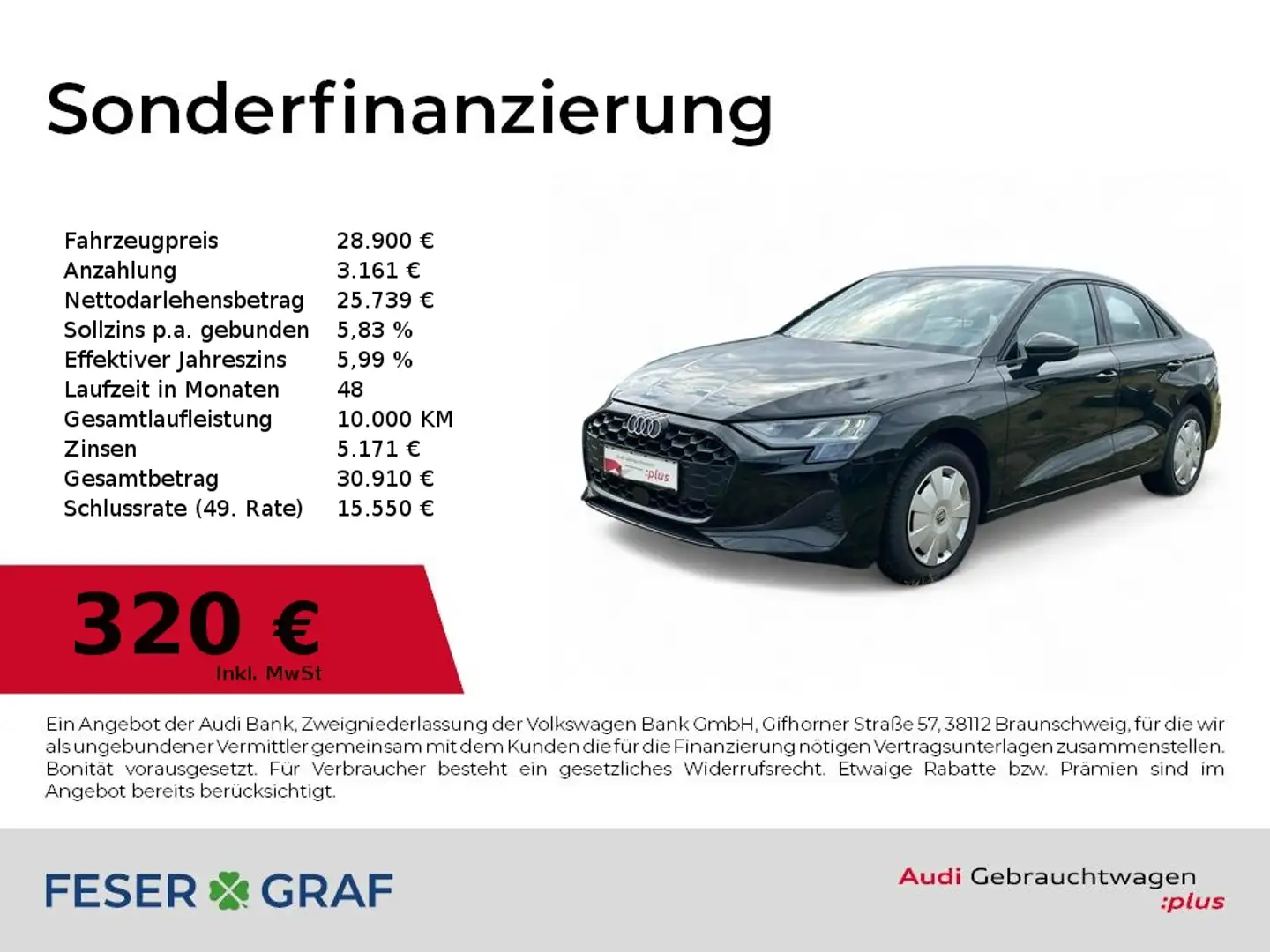 Audi A3 Limousine 30TFSI S tronic SHZ/CarPlay/PDC+ Schwarz - 1