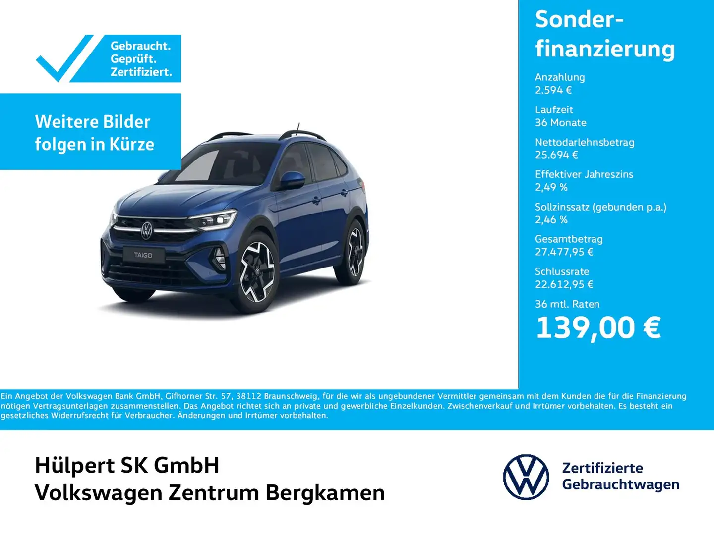 Volkswagen Taigo 1.5 R-LINE ACC MATRIXLED NAVI LM17 CARPLAY Blau - 1